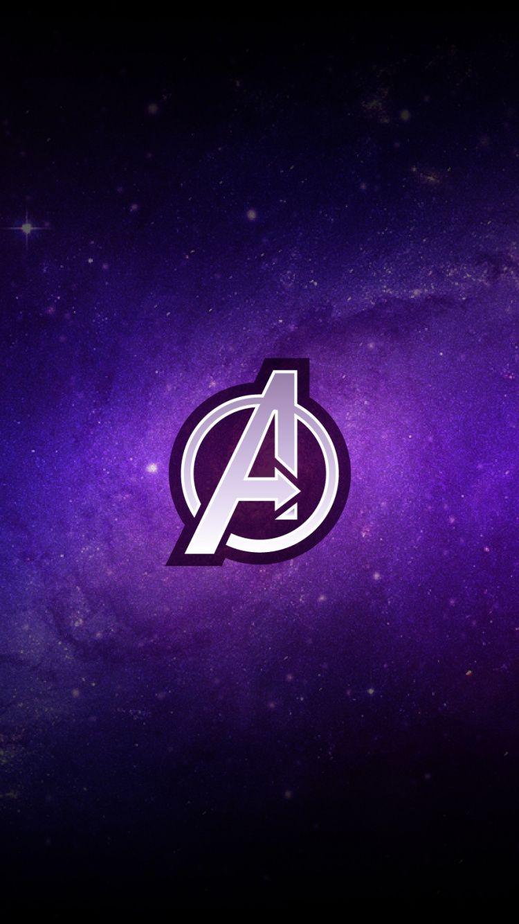 750x1334 Download Avengers, logo, purple, minimal wallpaper, 750x iphone iPhone 8