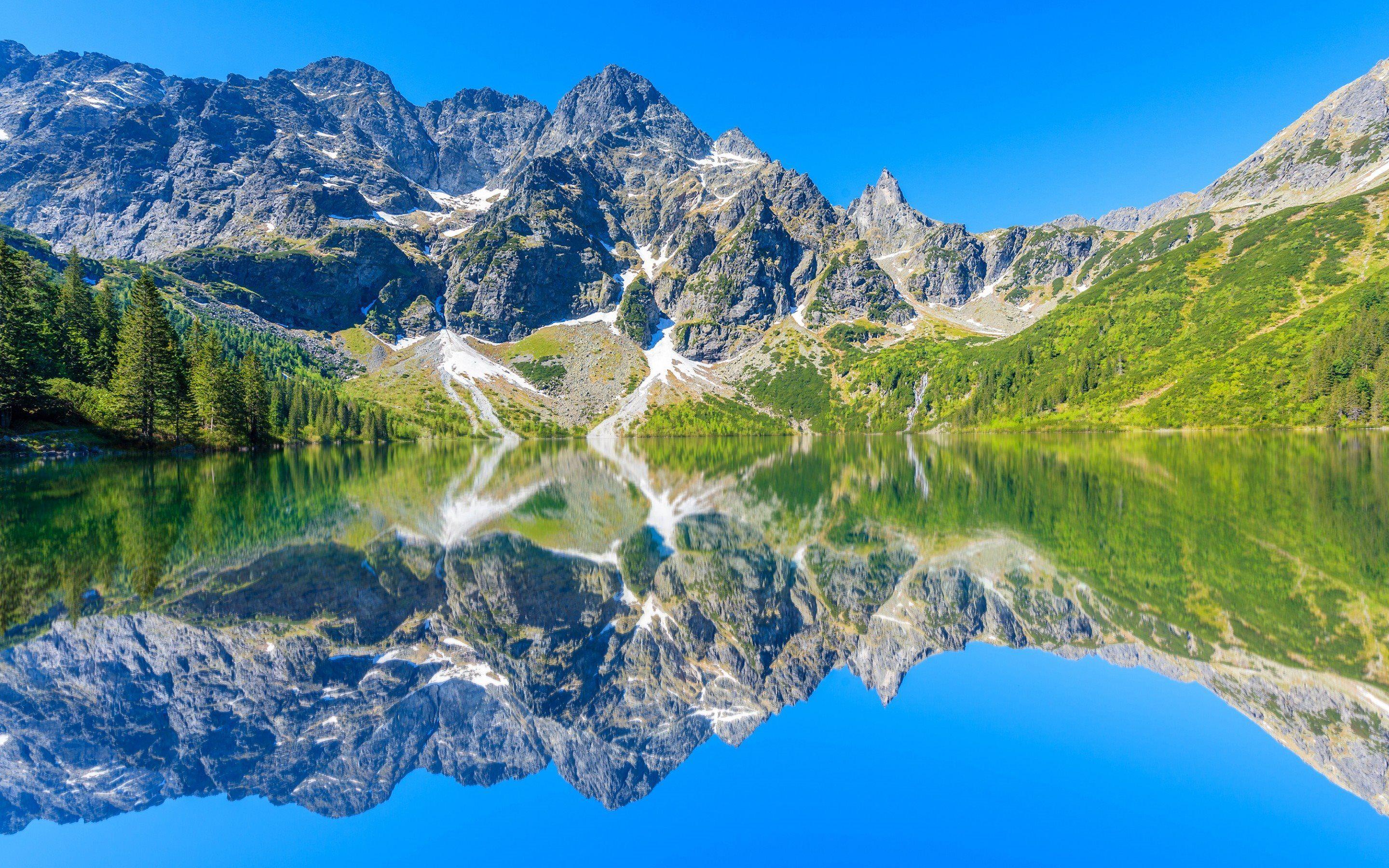 2880x1800 Download wallpaper Tatra National Park, Morskie Oko Lake, summer, Tatra Mountains, Poland for desktop with resolution 2880x1800. High Quality HD picture wallpaper