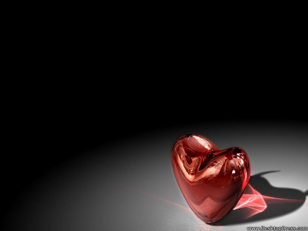 1024x768 Desktop Wallpaper 3D Background Red Heart Shiny