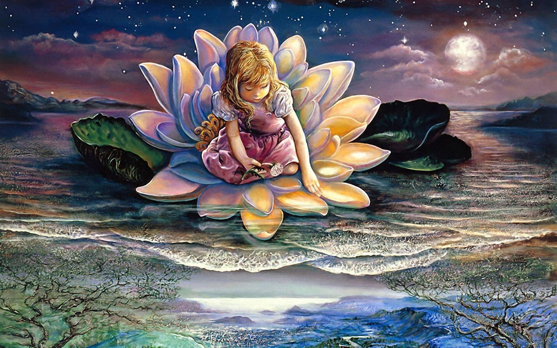 1920x1200 josephine, Wall, Fantasy, Flowers, Color, Psychedelic, Art, Paintings, Cg, Digital, Children, Cute, Sky, Stars, Moon, Rocks, Ocean, Sea, Waves, Magic Wallpaper HD / Desktop and Mobile Background