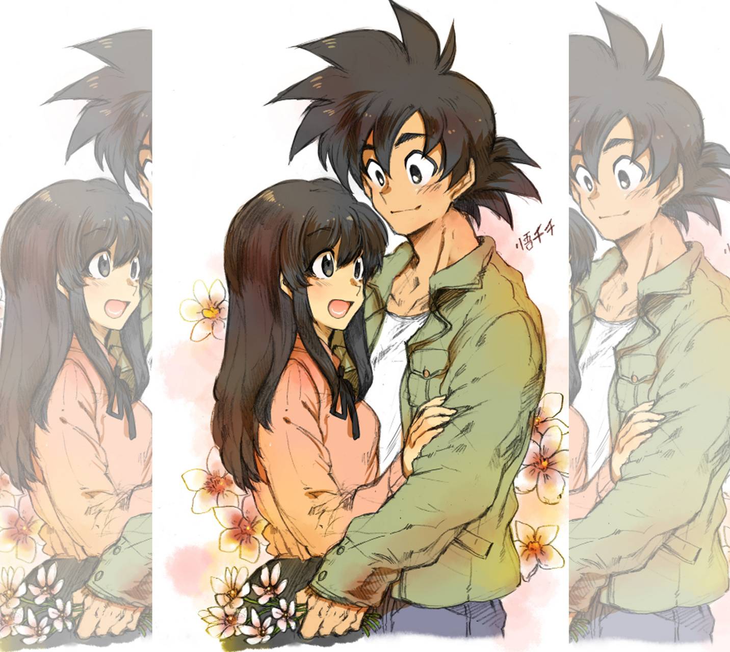 1432x1280 Goku And Chichi Wallpaper