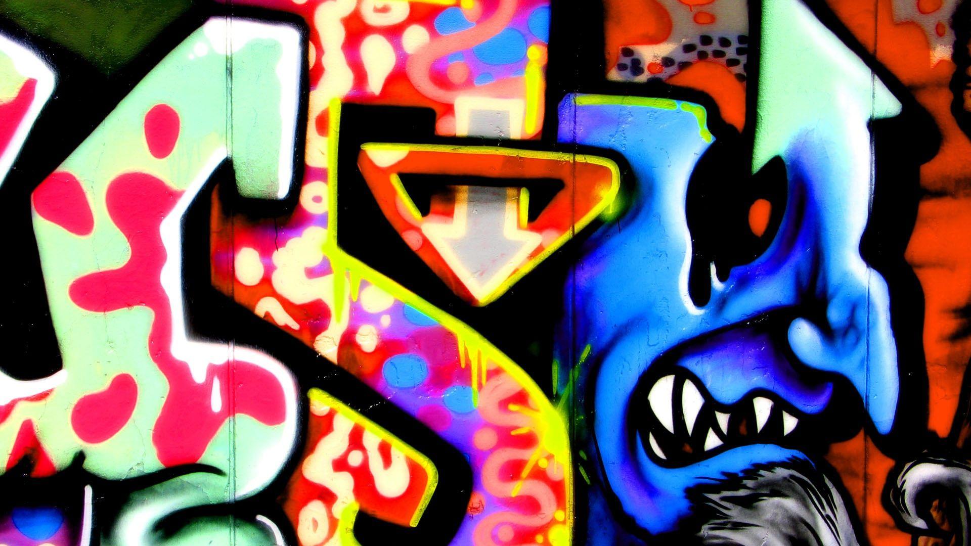 1920x1080 Blue Green Graffiti Wallpaper .