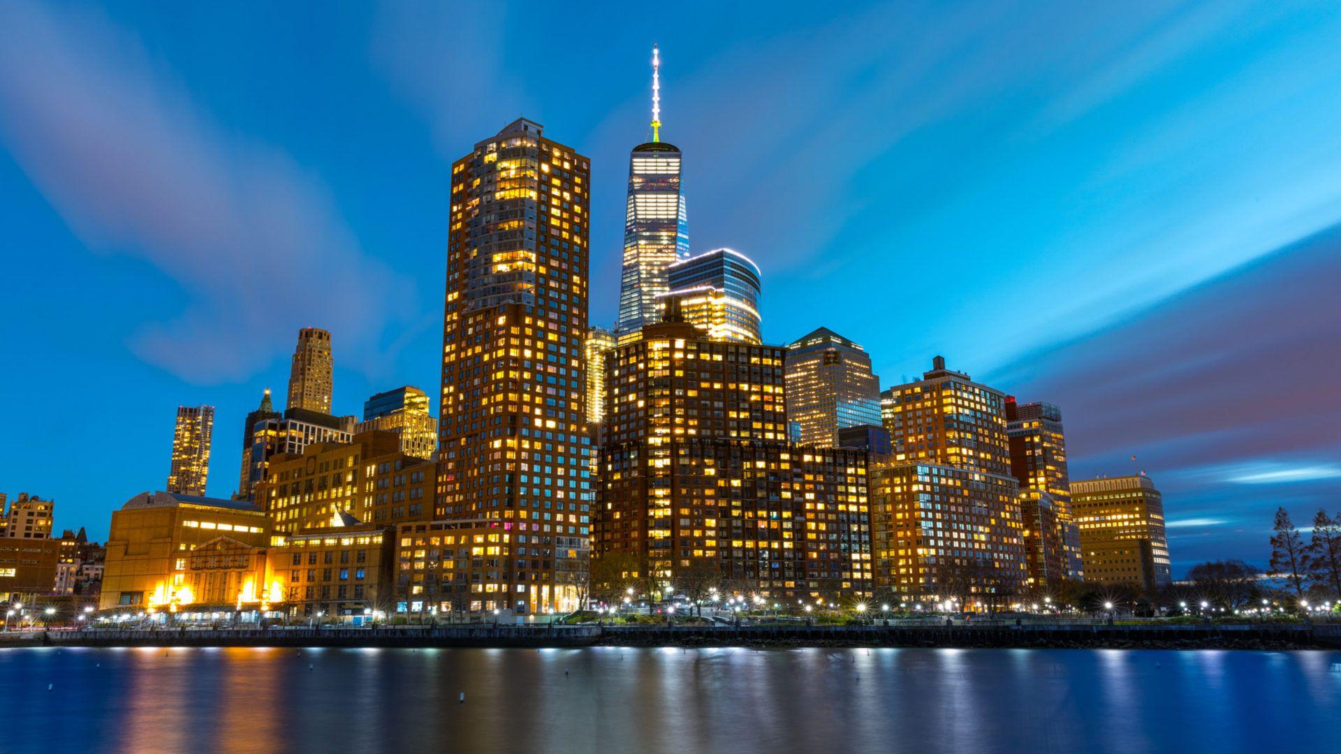 1920x1080 Battery Park City High Rise Residential Buildings Along The Hudson In New York City New York Android Wallpaper For Your Desktop Or Phone :