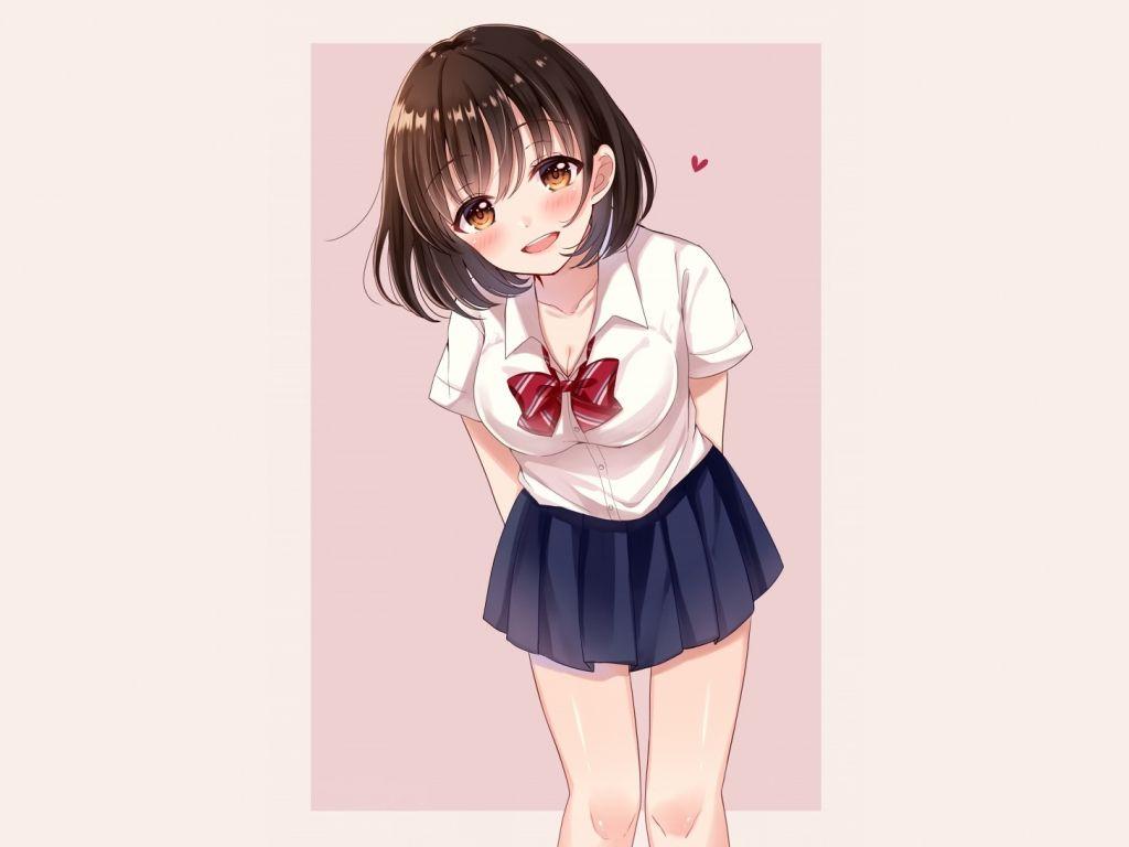 1024x768 Desktop wallpaper cute, school girl, beautiful eyes, uniform, anime, HD image, picture, background, b25a2f