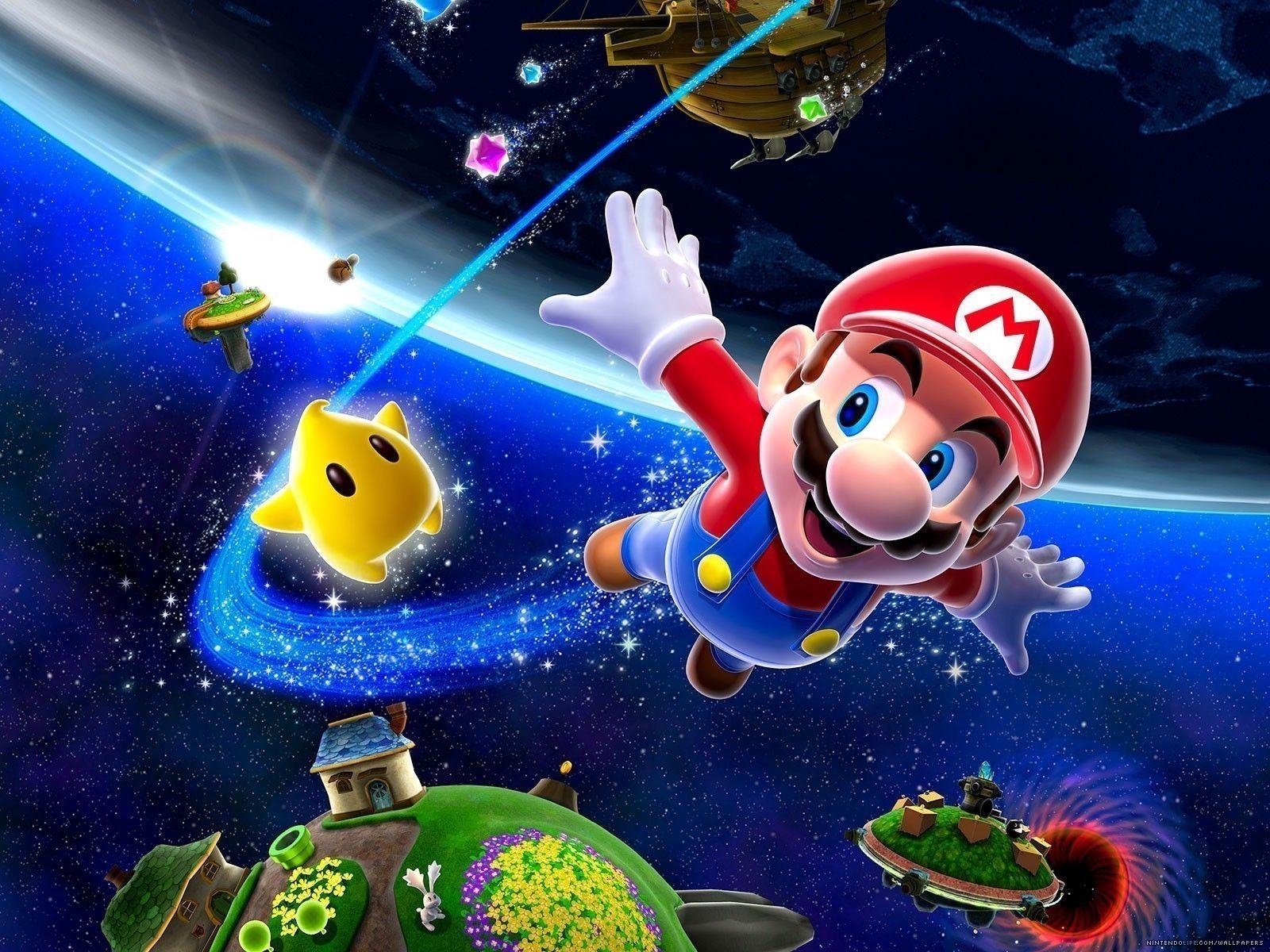 1600x1200 Super Mario Galaxy and Luigi Wallpaper