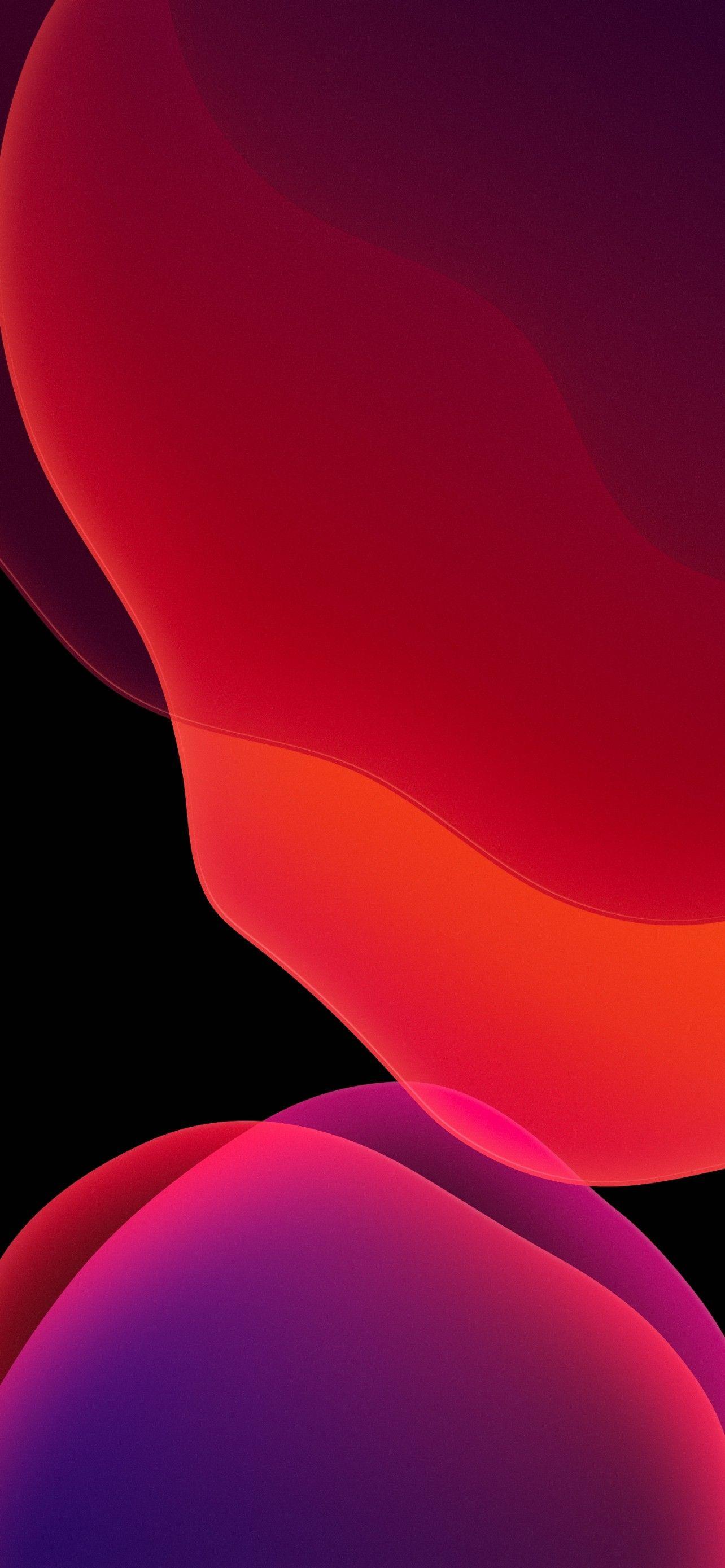 1284x2778 iOS 13 Wallpaper 4K, Stock, iPadOS, Red, Black background, AMOLED, Abstract