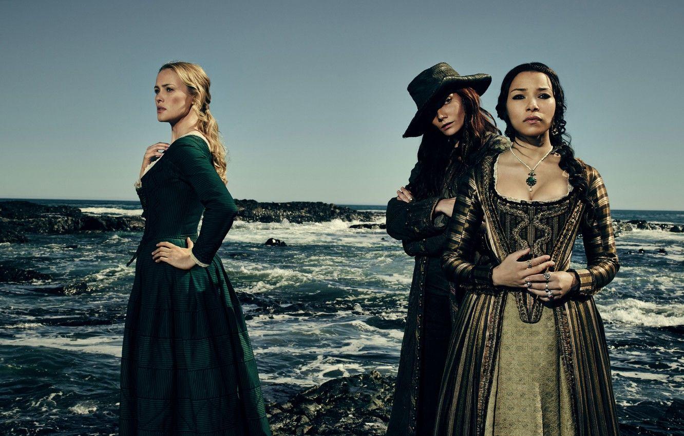 1332x850 Wallpaper sea, stones, girls, coast, the series, TV Series, Black Sails, Black sails, Hannah New, Jessica Parker Kennedy, Hannah New, Clara Paget, Clara Paget, Jessica Parker Kennedy image for desktop, section фильмы