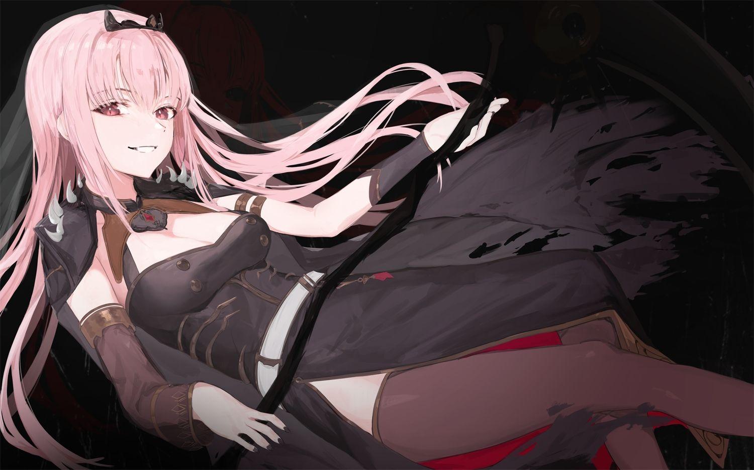 1500x935 bangosu dress hololive long hair mori calliope pink eyes pink hair scythe thighhighs weapon. konachan.com.com Anime Wallpaper