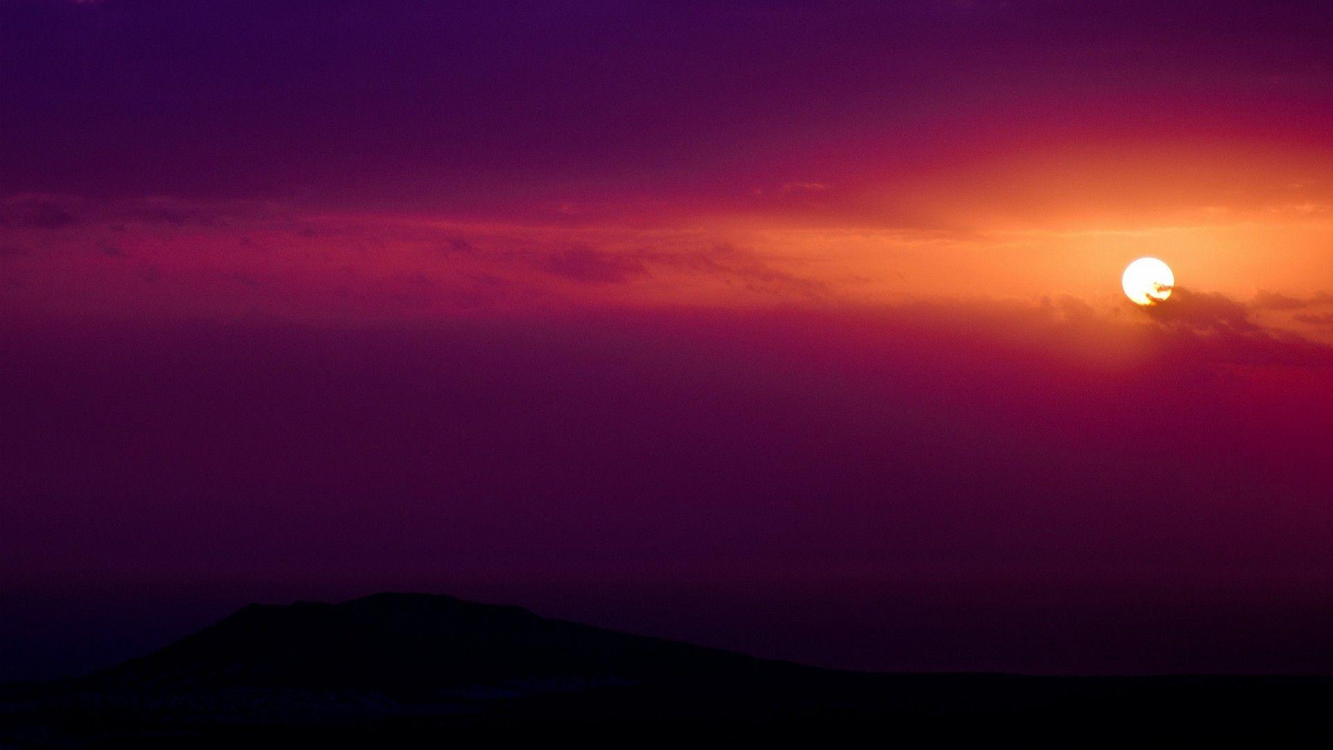 1920x1080 Sun Sky Purple Sky Sunset Skyscape Wallpaper:1920x1080
