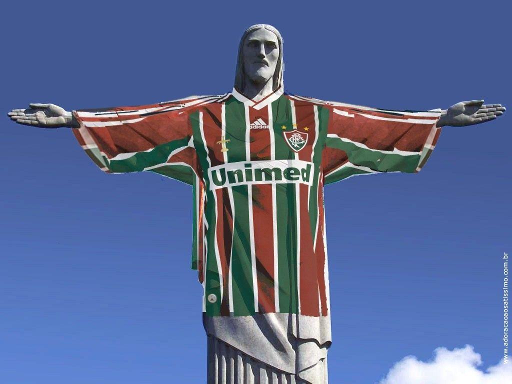 1024x768 Wallpaper do Cristo Redentor com camisa do Fluminense