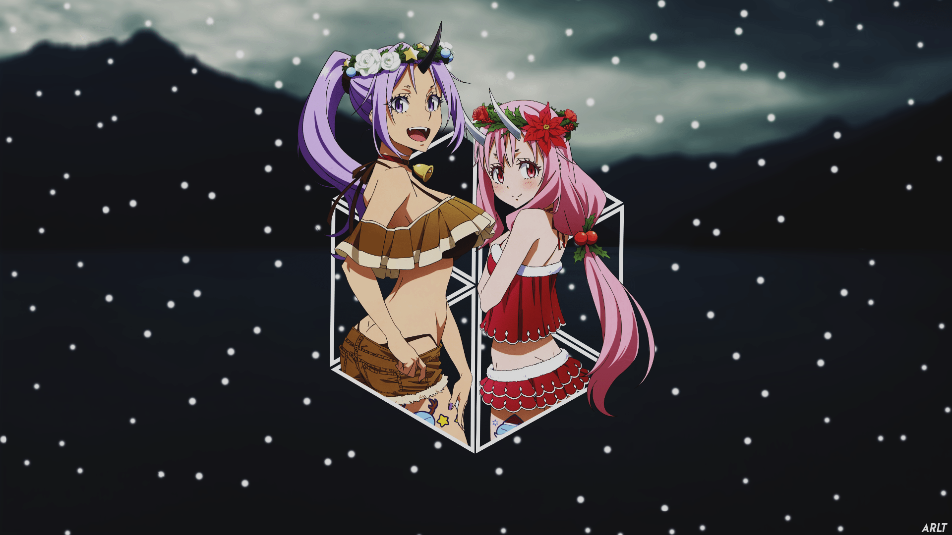 1920x1080 Tensei Shitara Slime Datta Ken, Anime Girls, Anime, Picture In Picture, Christmas, Shuna, Shion (TenSura)x1080 Wallpaper