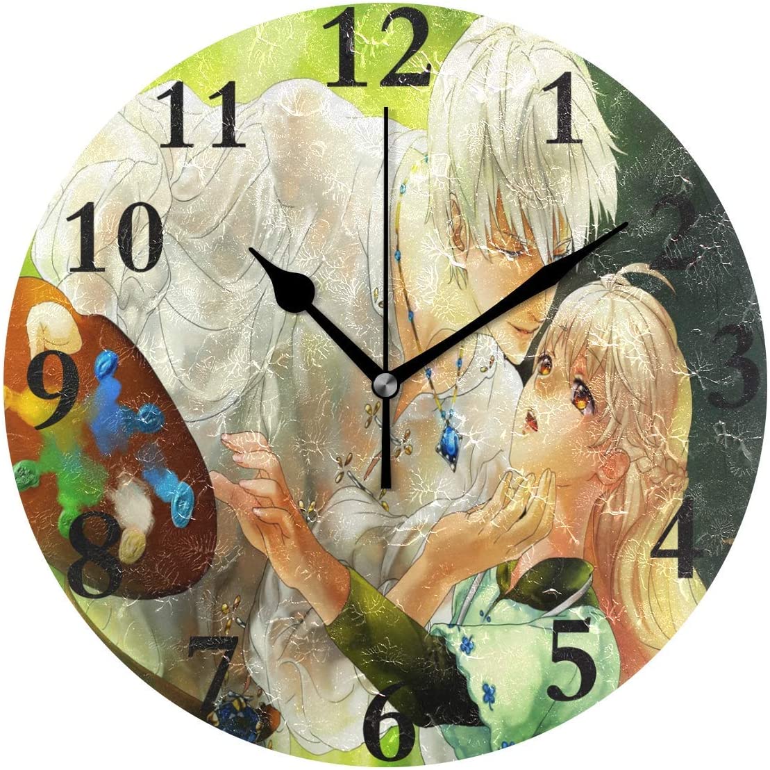 1109x1108 Dozili Designer Anime Love Wallpaper Round Wall Clock Arabic Numerals Design Non Ticking Wall Clock Large for Bedrooms, Living Room, Bathroom: Amazon.ca: Home & Kitchen