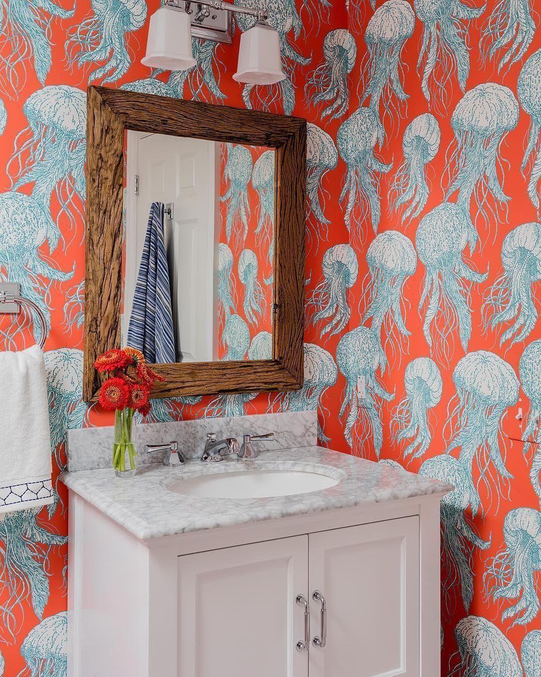 1080x1350 Bloom #fish #Jelly #jellyfish Aesthetic #jellyfish Anime #jellyfish Aquarell #jellyfish Aquarium #jellyfis. Thibaut wallpaper, Chic wallpaper, Small toilet decor