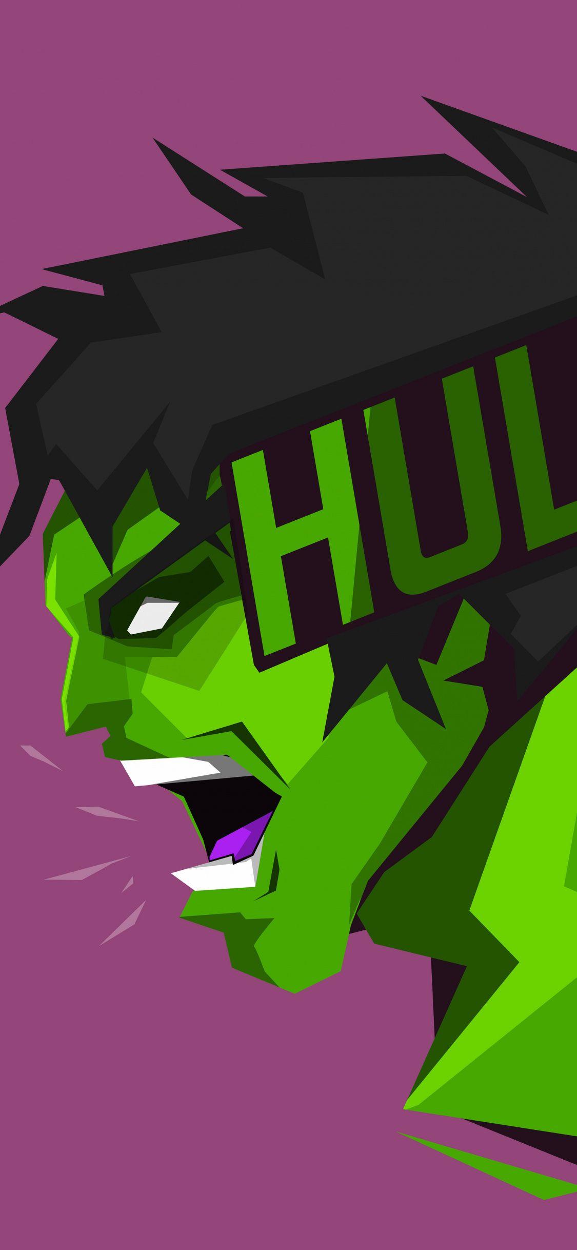 1125x2436 Hulk, Superhero, Art, Minimal, Headshot, Wallpaper Wallpaper iPhone X