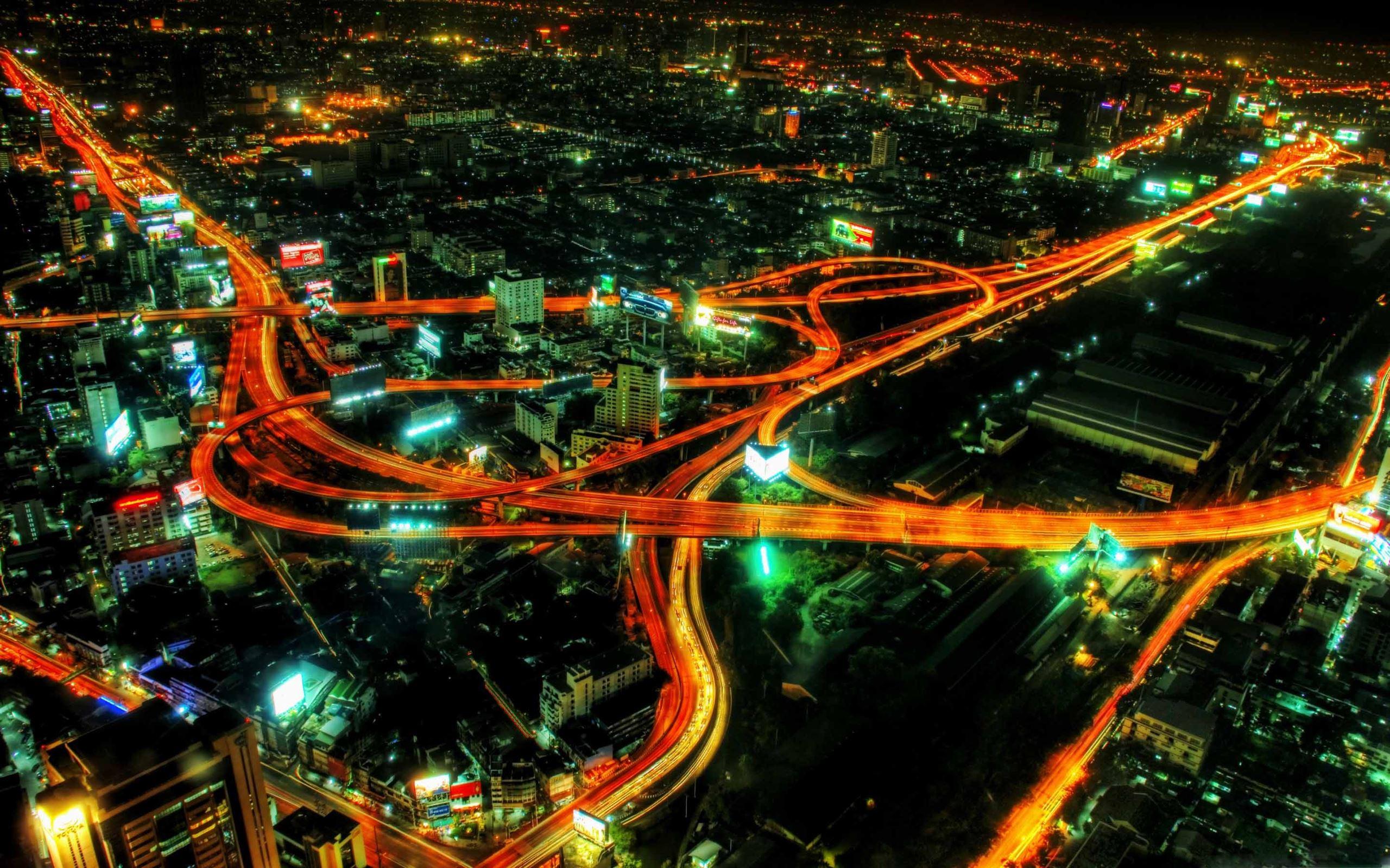 2560x1600 City Highways Night MacBook Air Wallpaper Download