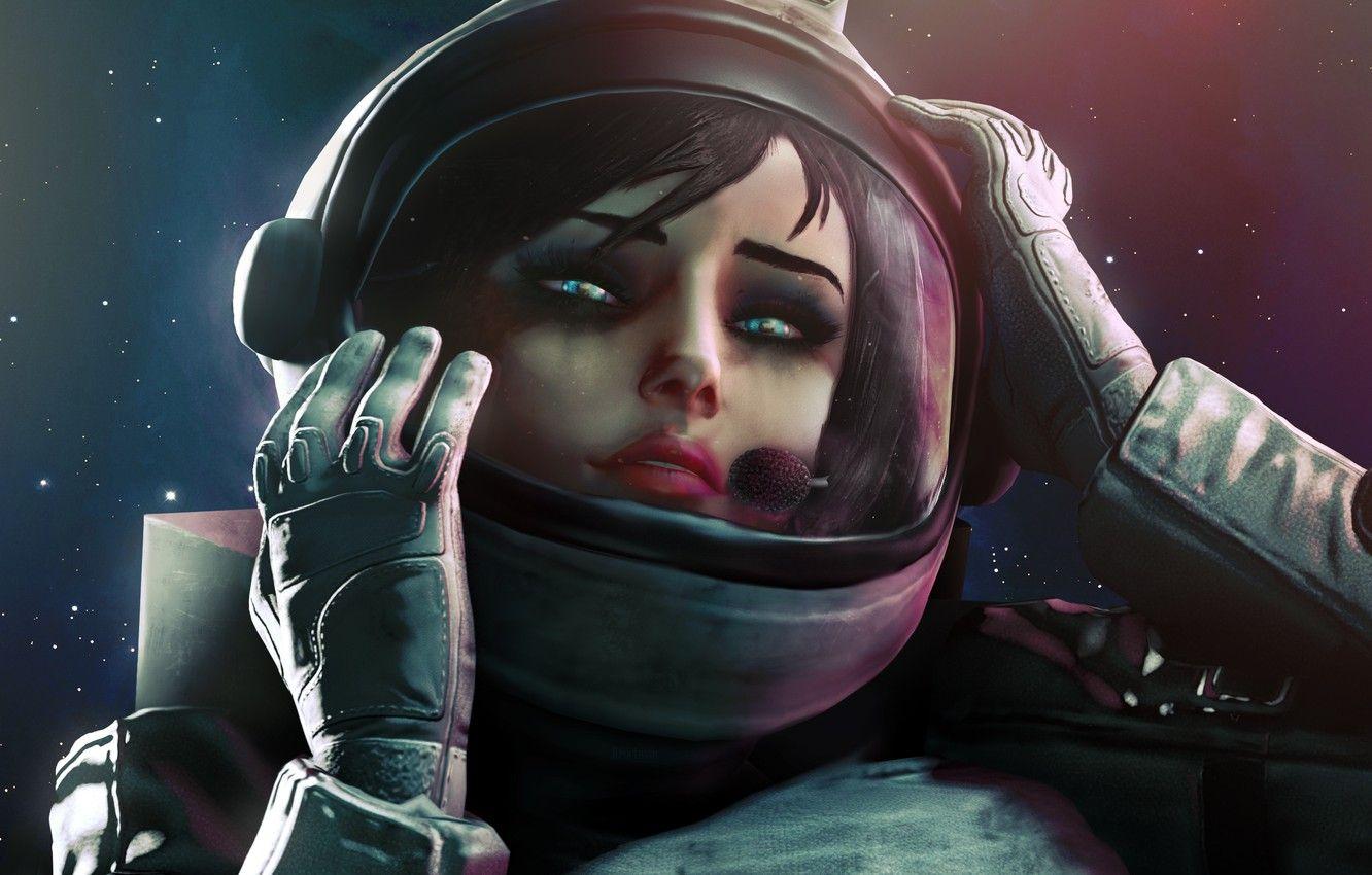 1332x850 Wallpaper girl, space, face, astronaut, the suit, helmet, Elizabeth, astronaut, BioShock Infinite image for desktop, section игры