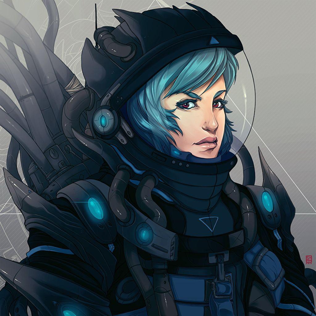 1024x1024 Desktop Wallpaper cosmonaut Helmet Girls Fantasy