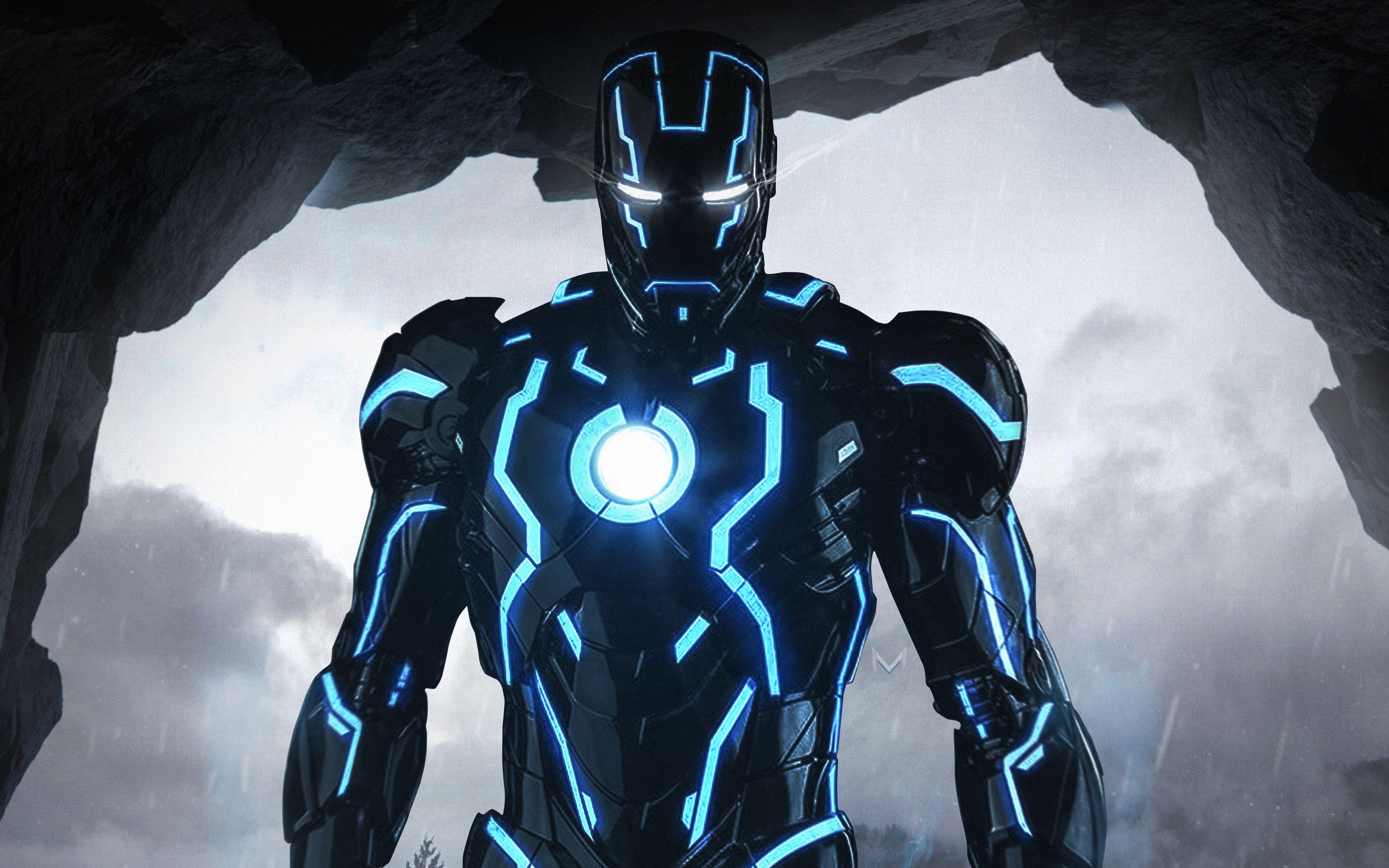 4000x2500 Iron Man Blue Background .