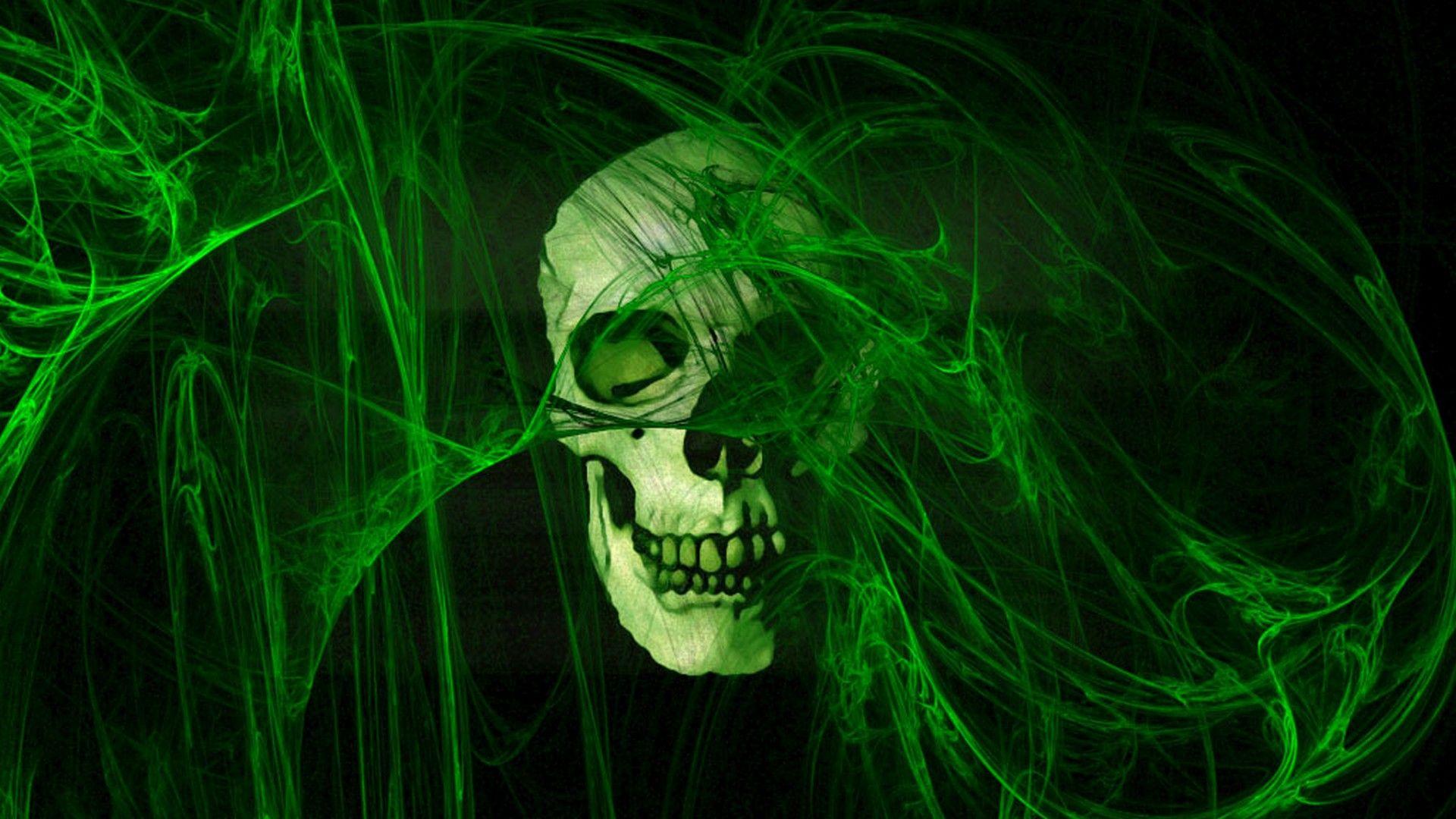 1920x1080 Best Dark Green Wallpaper HD With Image Resolution Green Skull HD Wallpaper