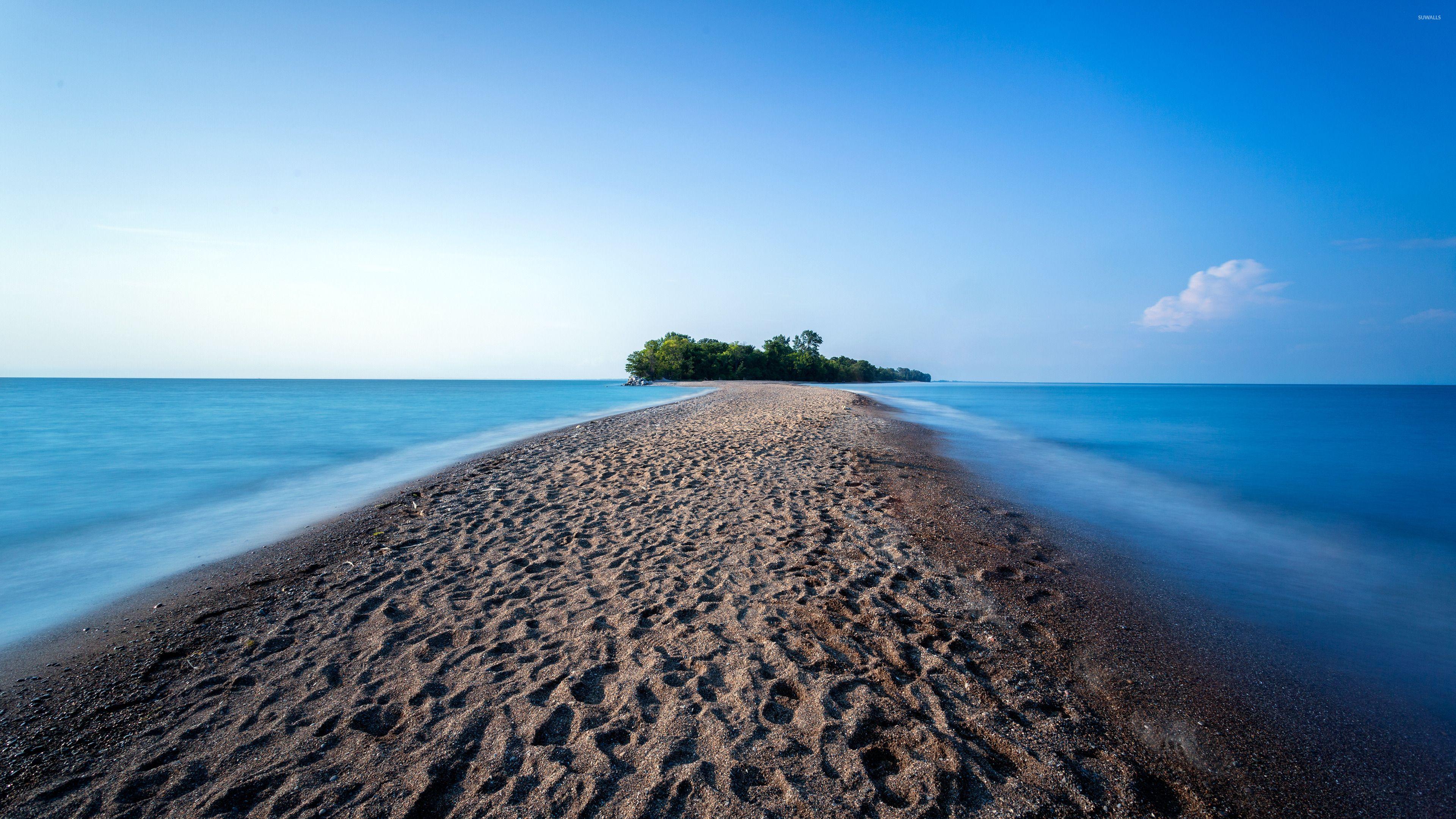 3840x2160 Sandy path to the forest island [2] wallpaper wallpaper