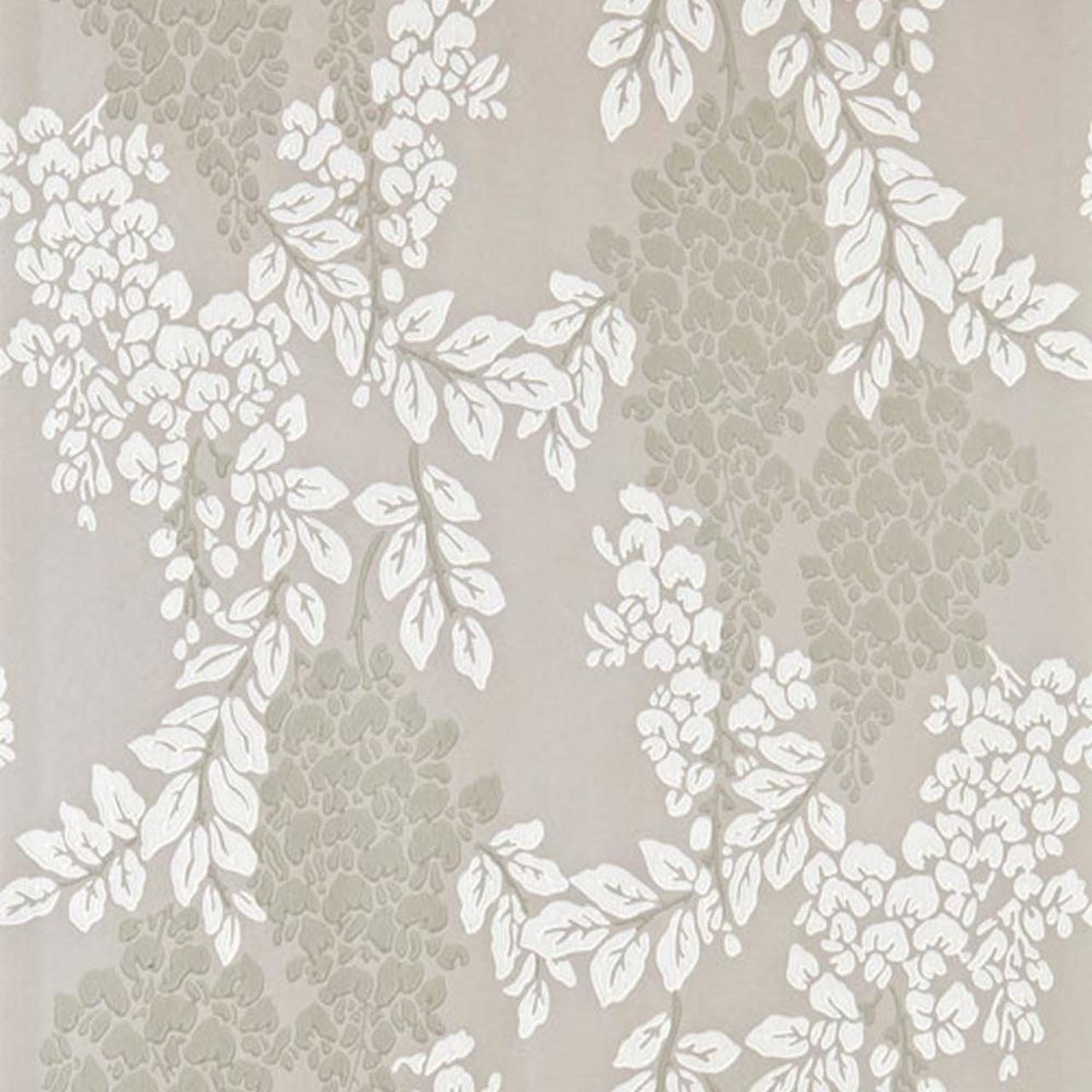 1280x1280 Farrow & Ball Wisteria Wallpaper BP 2202 White / Grey / Taupe