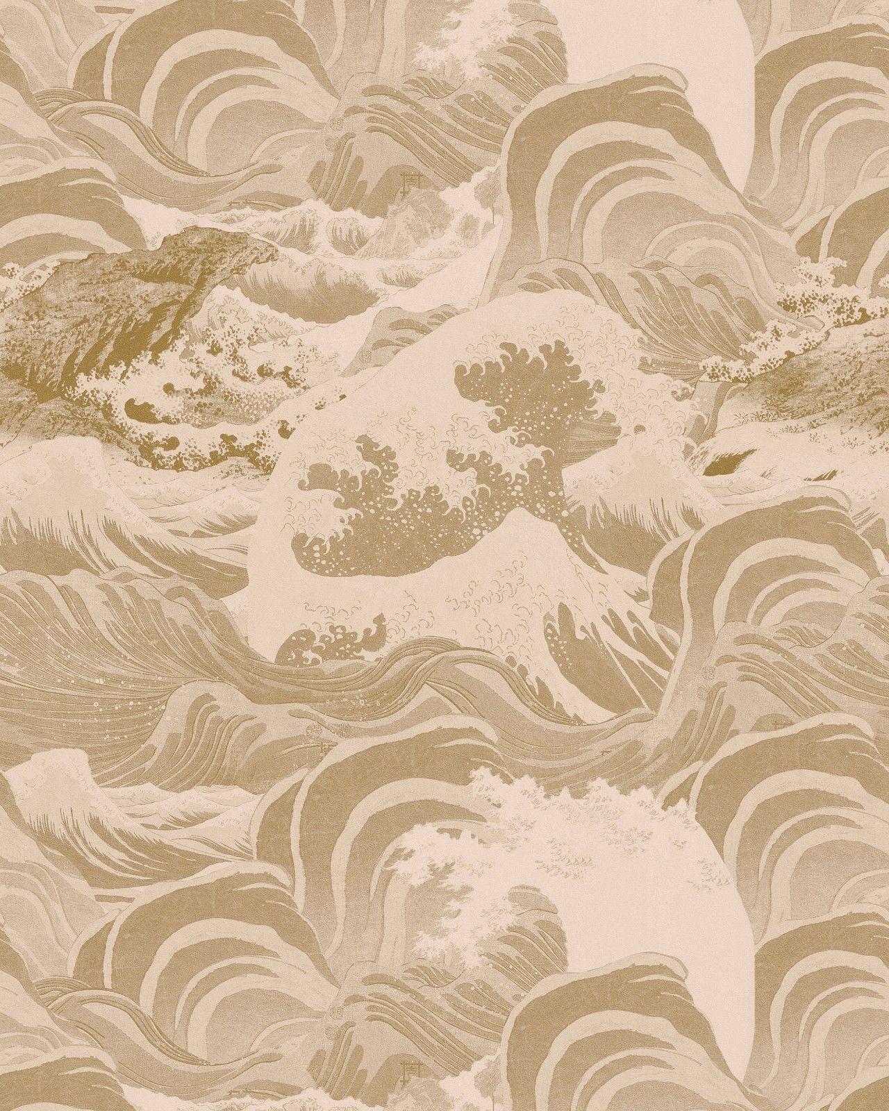 1280x1600 SEA WAVES Taupe Wallpaper