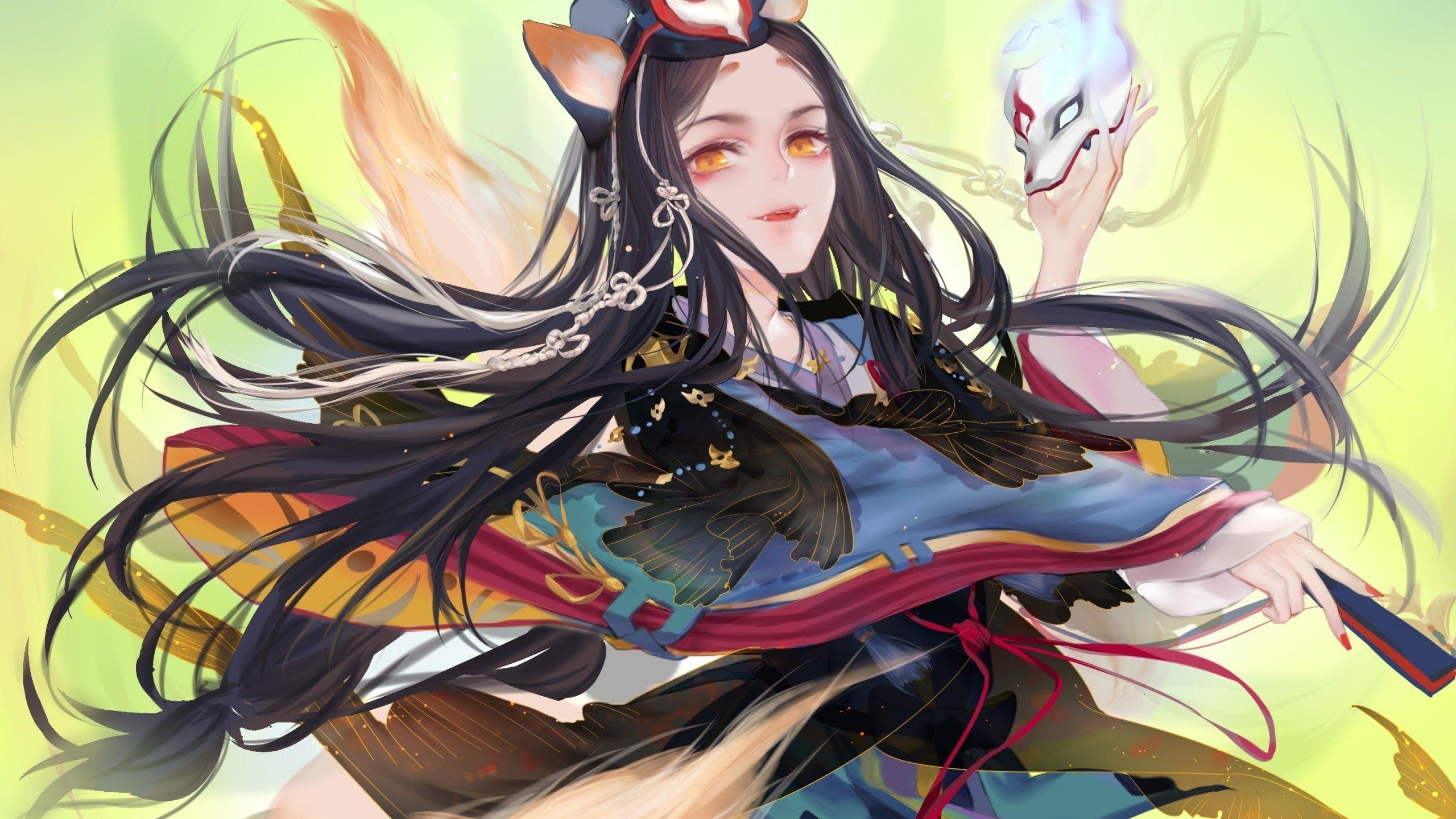 2560x1440 Black Fox Anime Wallpaper