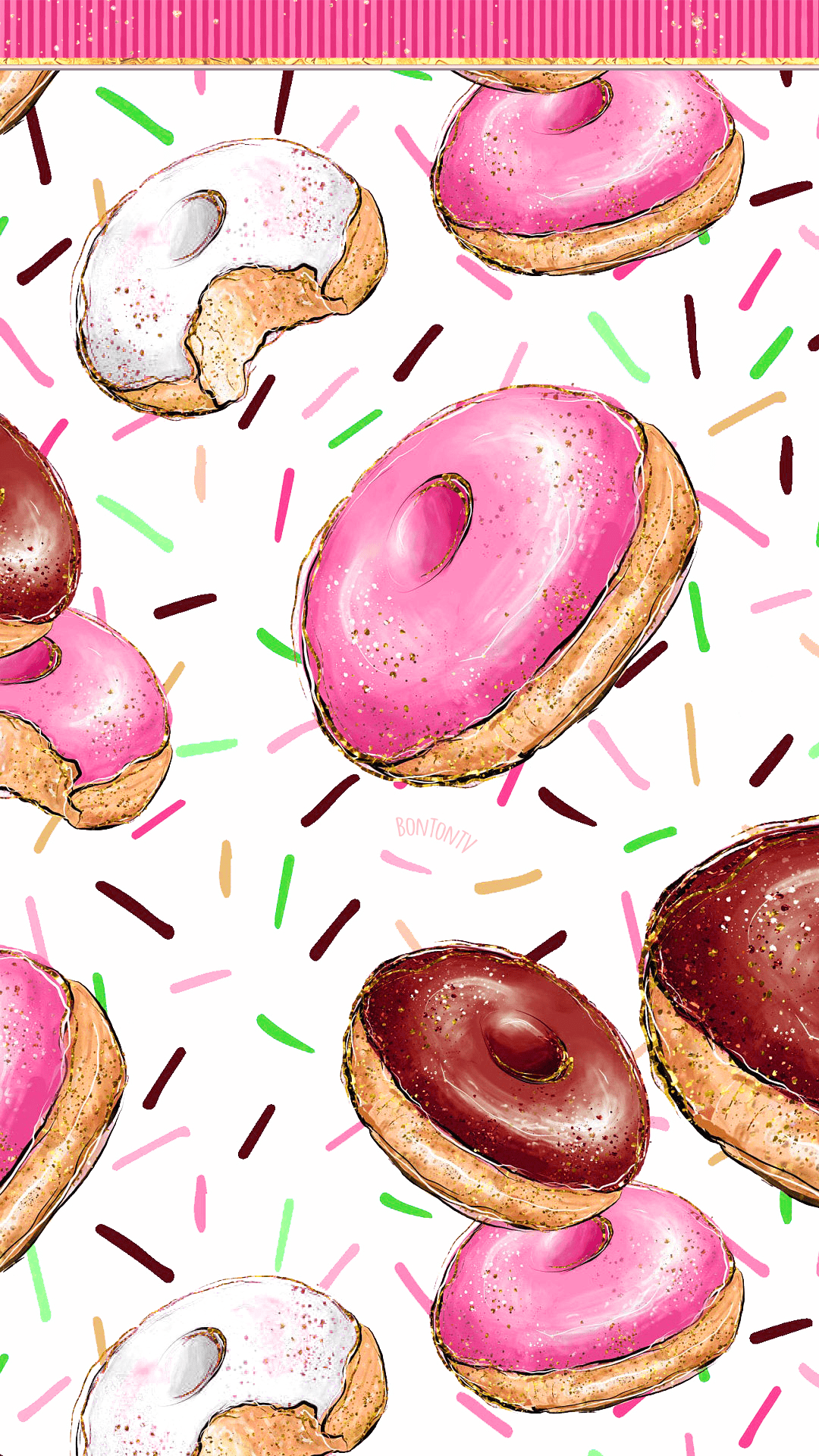 1080x1920 Phone Wallpaper HD Cute Glitter Hot Pink and Colorful doughnuts BonTon TV Backgroun. Pink glitter background, Pink sweets, Cool wallpaper for phones