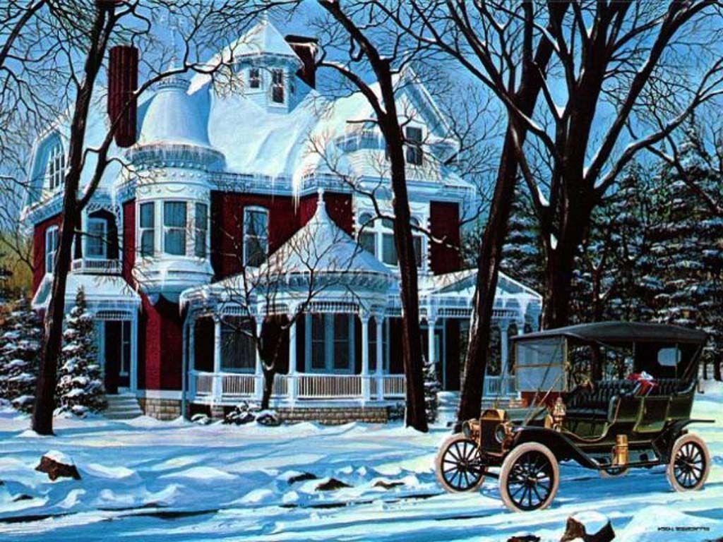 1024x768 Old Fashion Winter Wallpaper