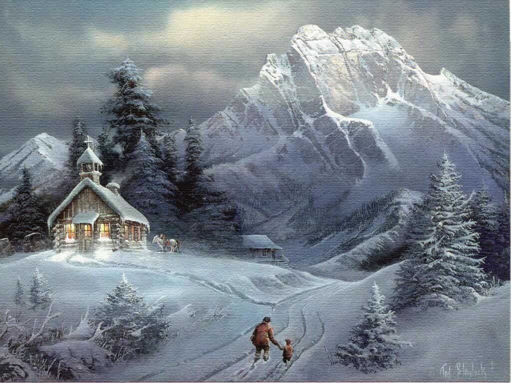 1024x768 Victorian Winter Wallpaper