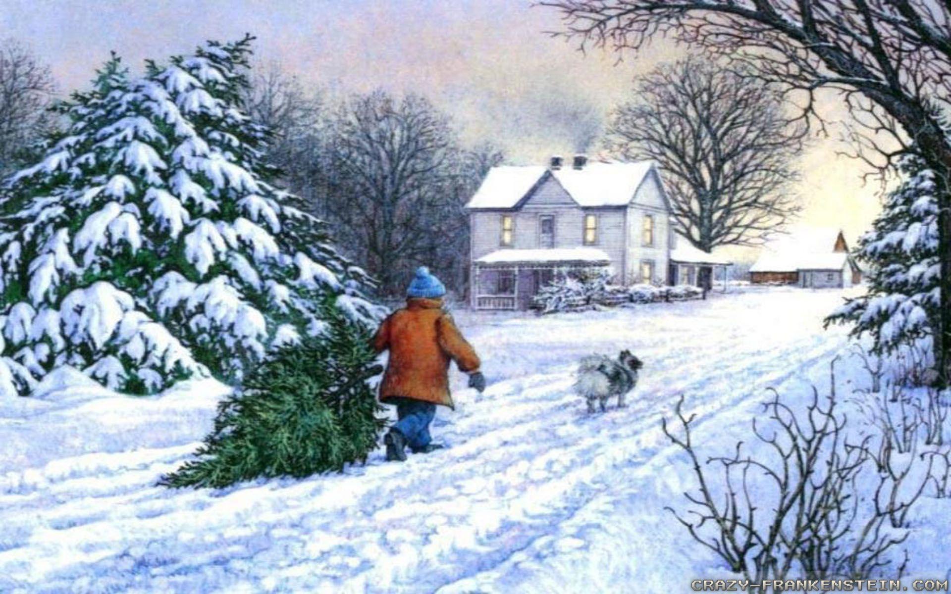 1920x1200 Winter Christmas Farm Scenes