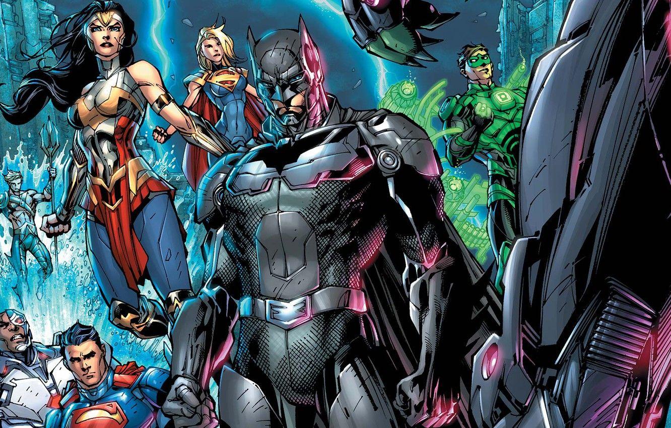 1332x850 Wallpaper fantasy, Wonder Woman, Batman, comics, Green Lantern, Superman, artwork, superheroes, fantasy art, Supergirl, Injustice, Aquaman, Injustice - for desktop, section фантастика