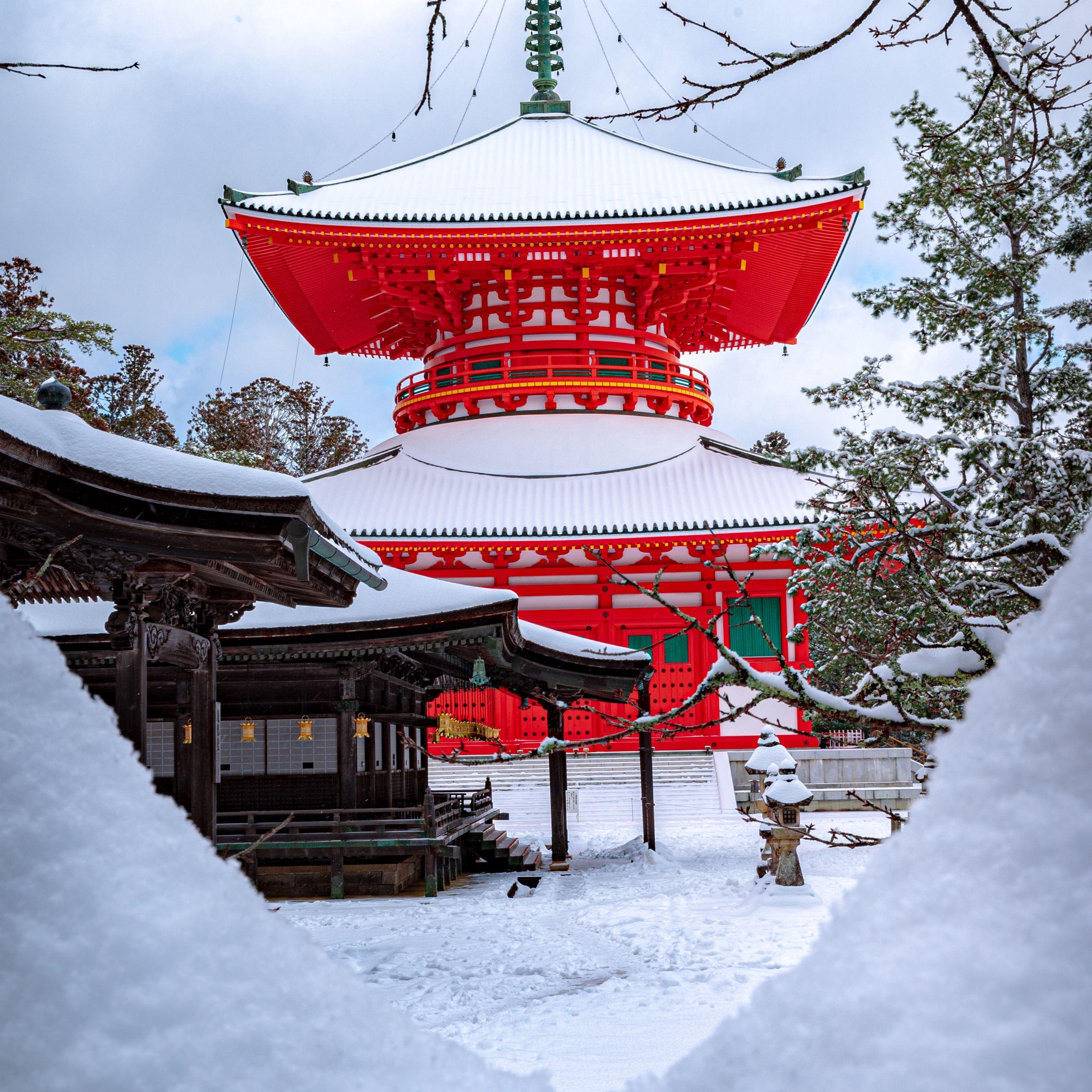 2780x2780 Download wallpaper 2780x2780 pagoda, building, architecture, red, snow, winter ipad air, ipad air ipad ipad ipad mini ipad mini ipad mini ipad pro 9.7 for parallax HD background
