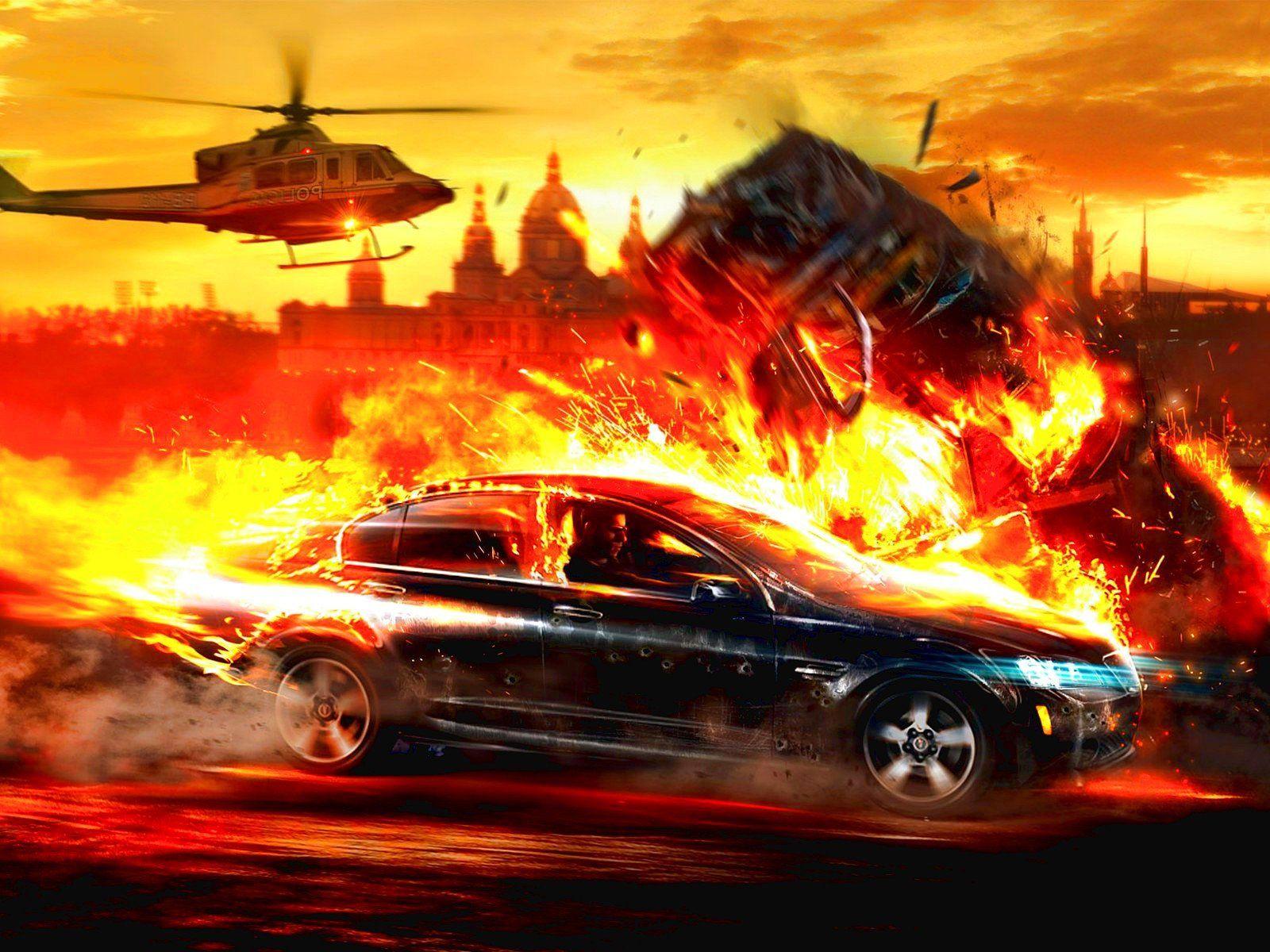 1600x1200 Awesome Fire Car Wallpaper .