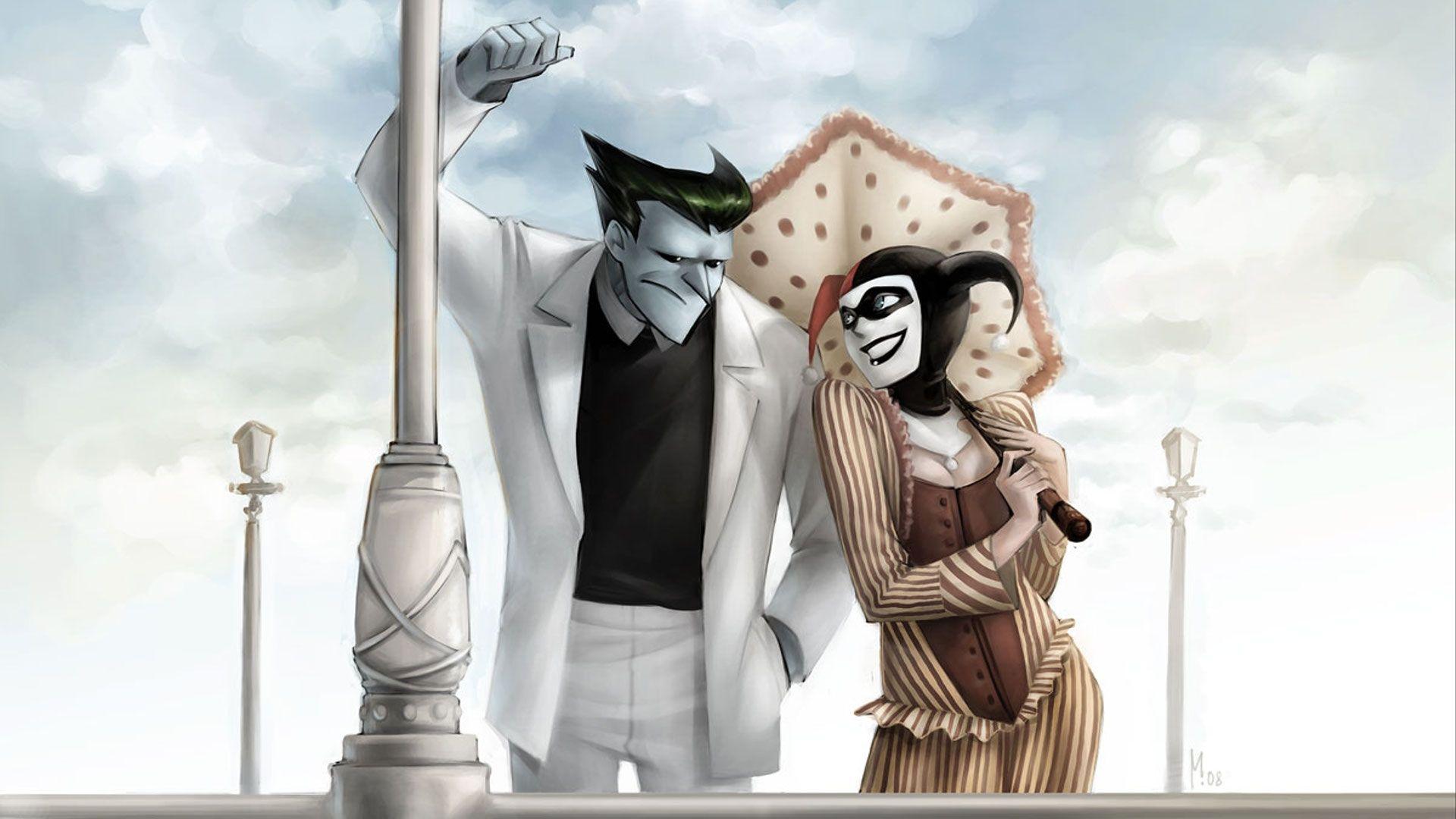 1920x1080 batman the joker harley quinn alternative art 1920x1080 wallpaper