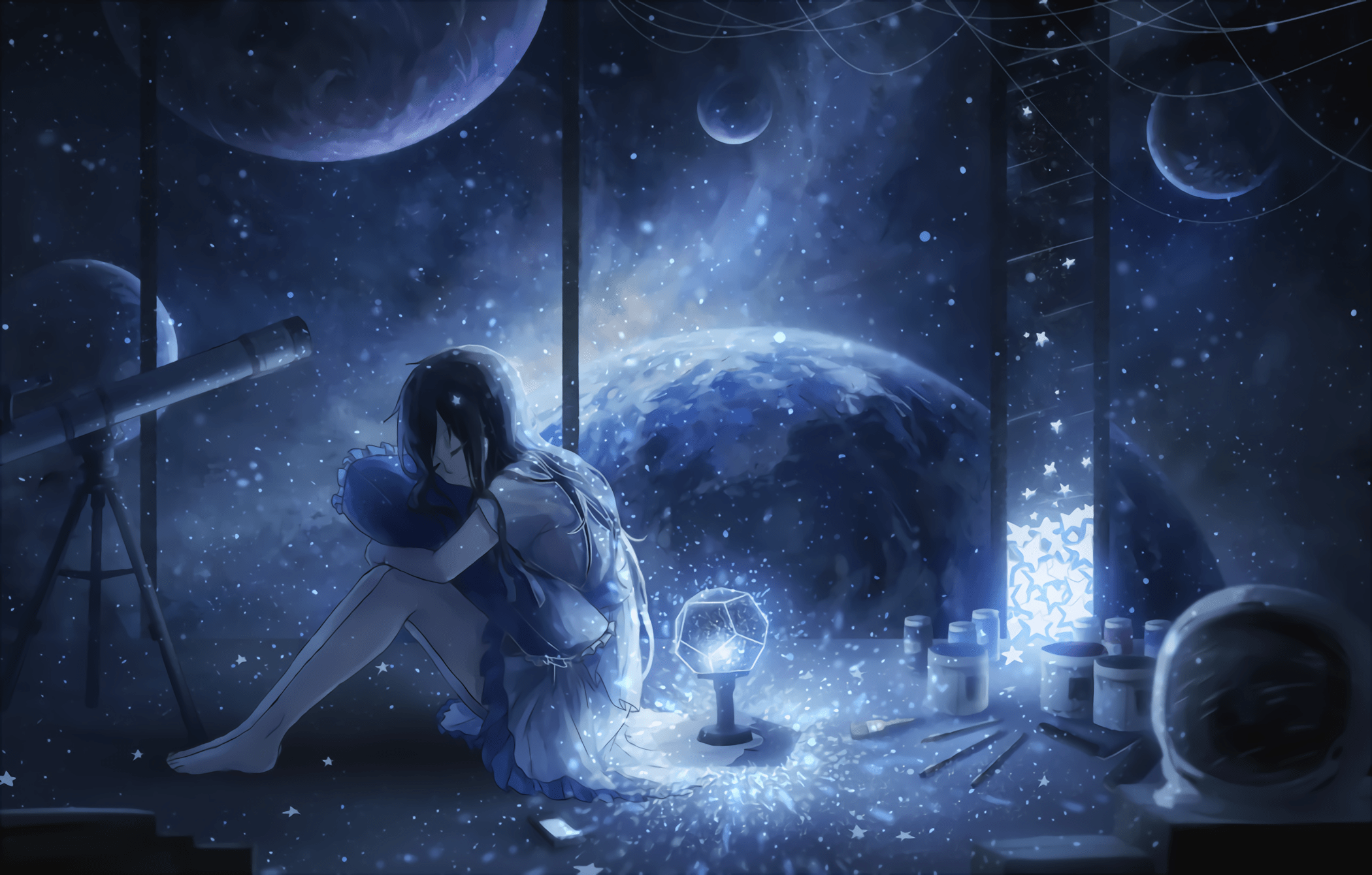 2100x1340 HQ Anime wallpaper for 1920x1080 (Fill). Anime galaxy, Anime wallpaper, Galaxy painting