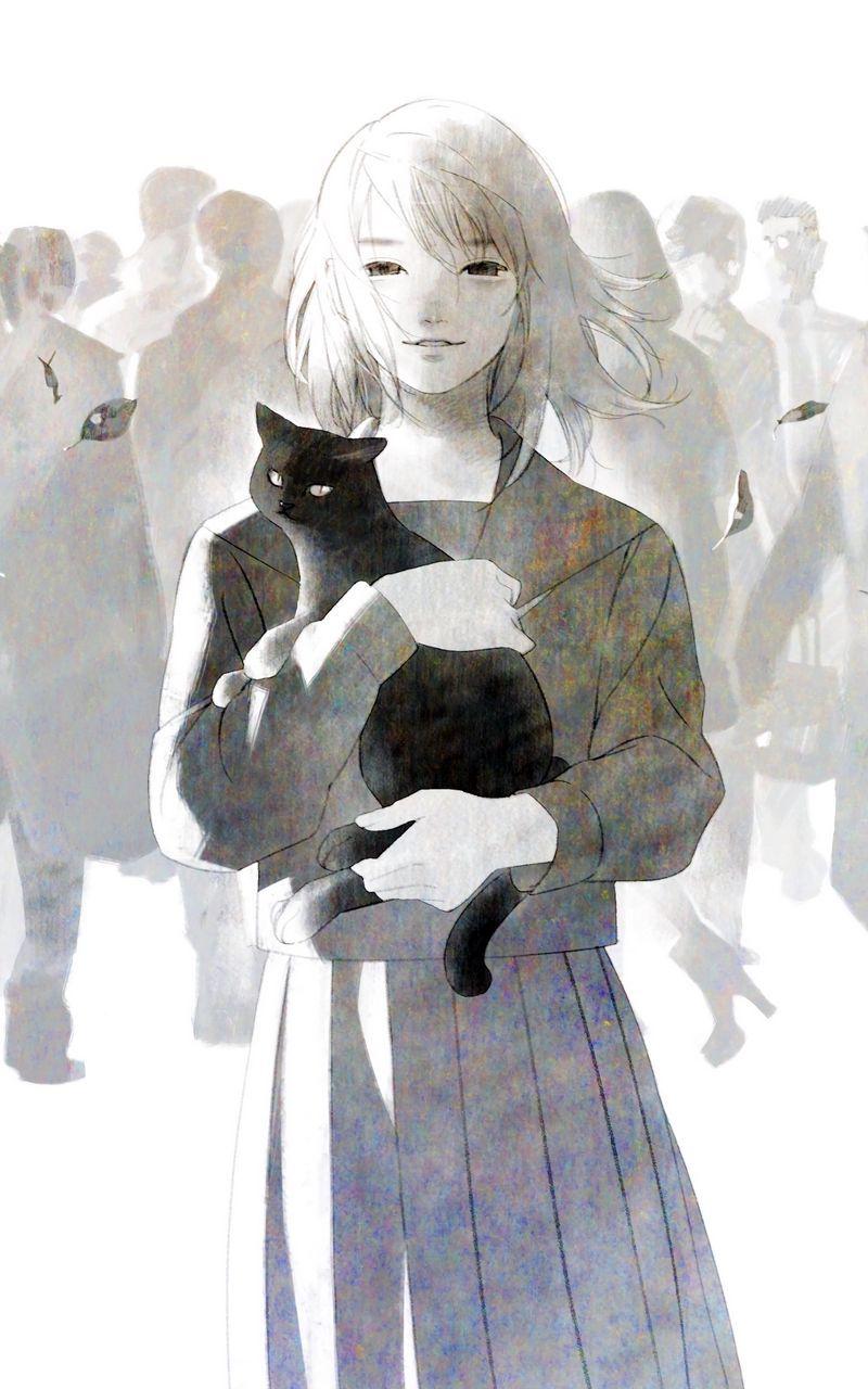 800x1280 Download Wallpaper 800x1280 Anime, Cat, Girl, Crowd, Art Samsung Galaxy Note Gt N Meizu Mx2 HD Background