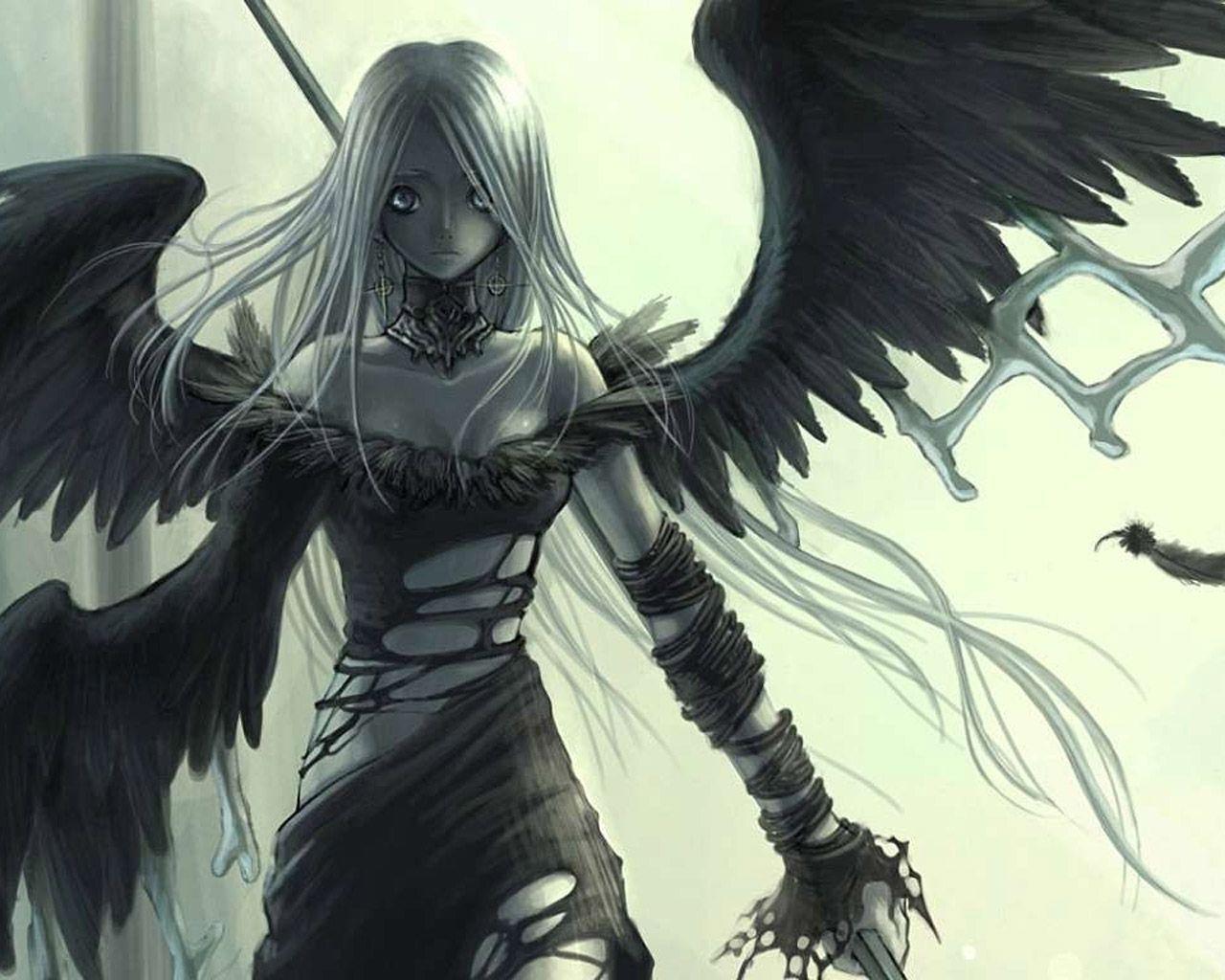 1280x1024 Anime Girl Dark Angel Wallpaper