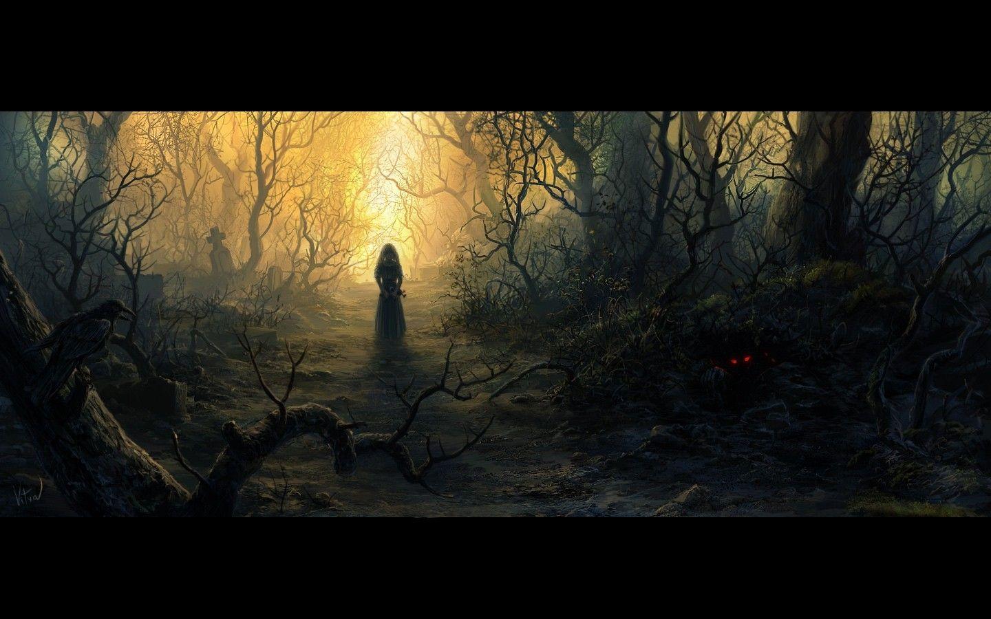 1440x900 Download Wallpaper, Download 1440x900 light women trees dark night forests fantasy art lonely Miscellaneous HD Wallpaper, Hi Res Miscellaneous Wallpaper, High Definition Wallpaper