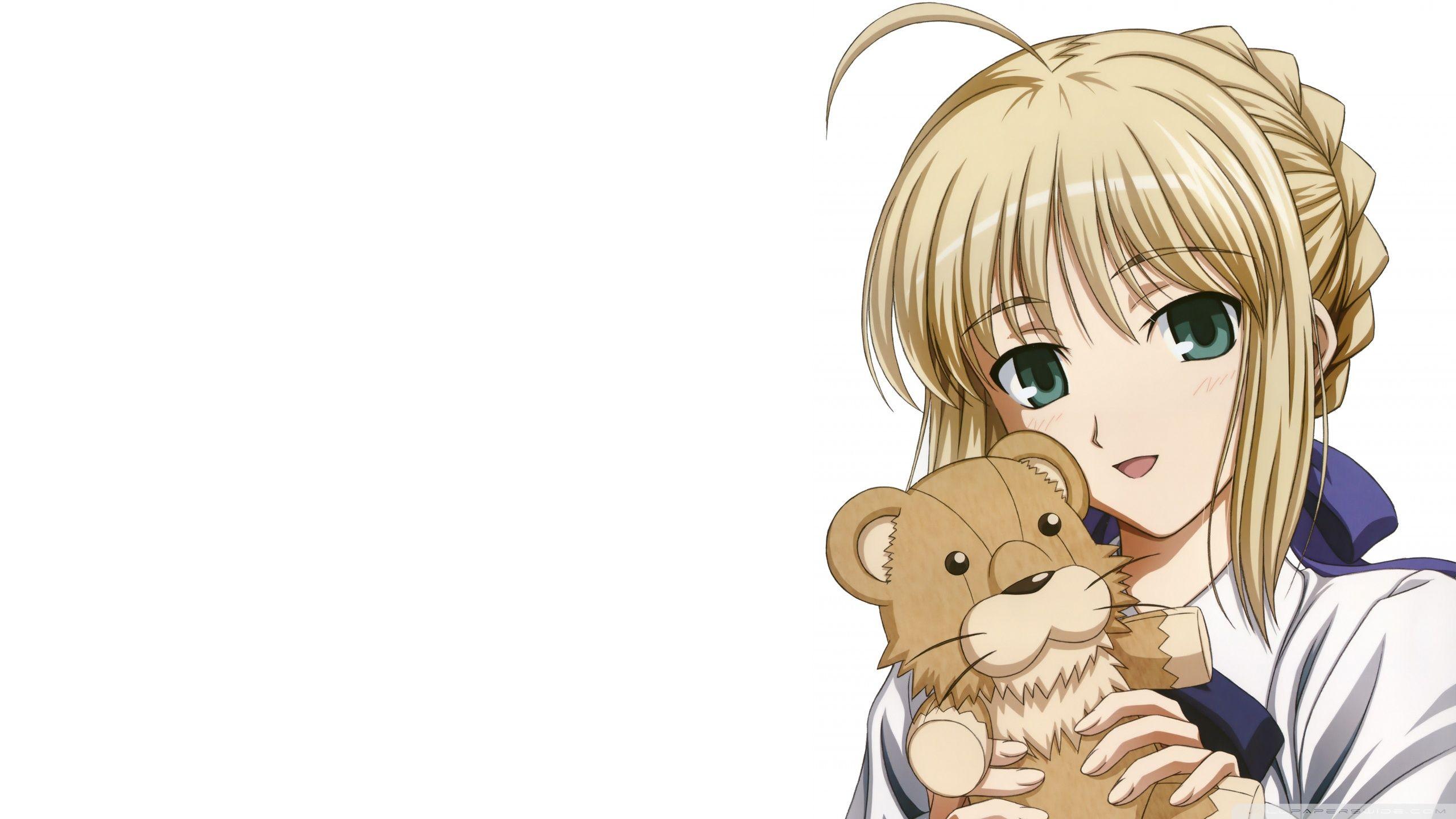 2560x1440 Anime Girl With A Lion Toy Ultra HD Desktop Background Wallpaper for 4K UHD TV : Tablet
