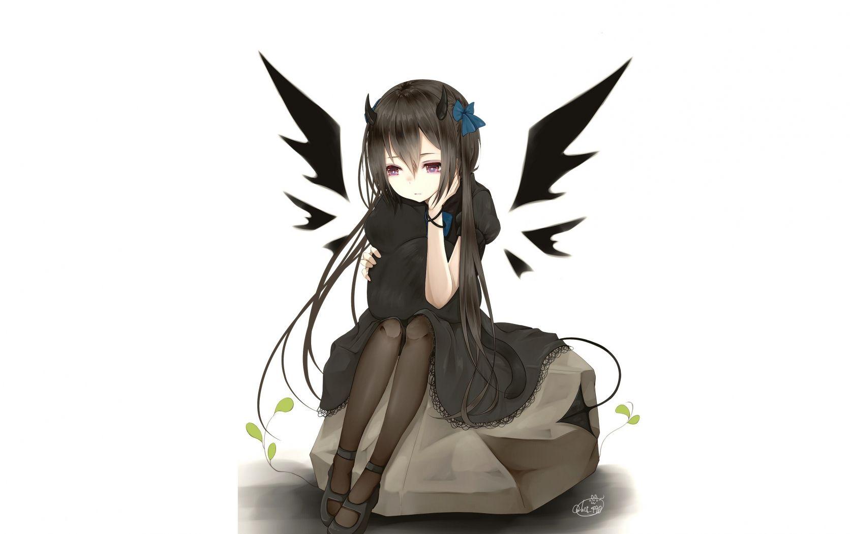 1680x1050 Download 1680x1050 wallpaper cute, angel with black wings, anime, widescreen 16: widescreen, 1680x1050 HD image, background, 6301