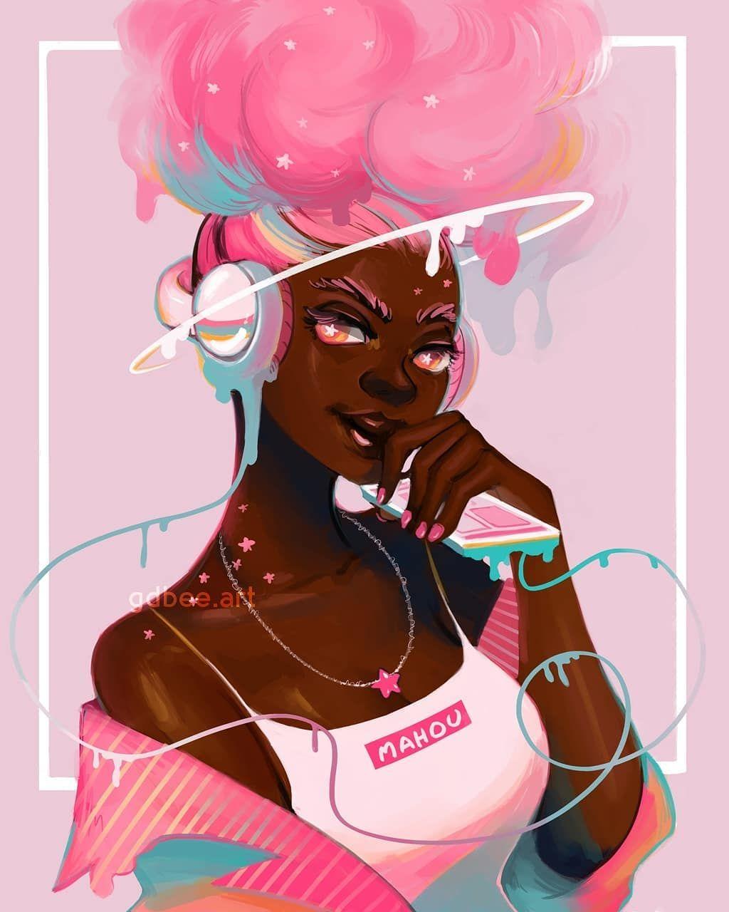 1024x1280 Animated Aesthetic Black Girl Art Wallpaper Portal