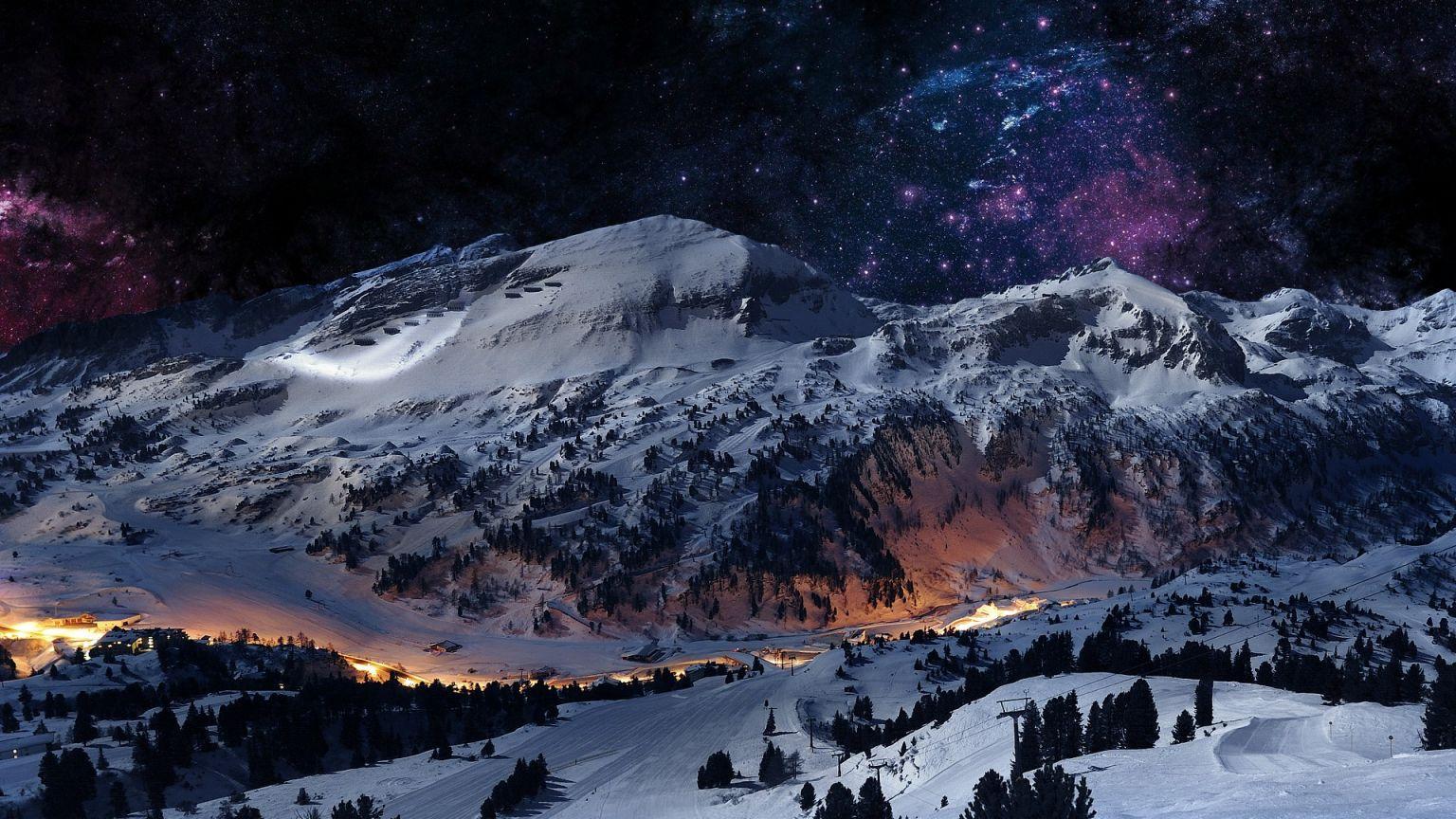 1536x864 Free download Wallpaper mountains landscapes winter digital art scene night [1920x1200] for your Desktop, Mobile & Tablet. Explore Mountain Night Wallpaper. Winter Mountain Wallpaper, Night Sky Desktop Wallpaper, Night