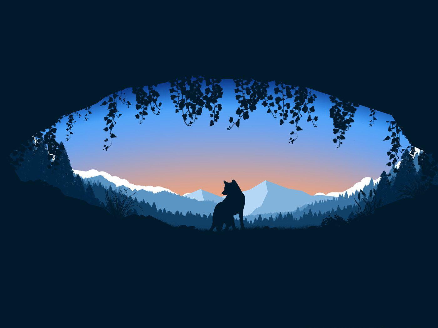 1400x1050 Digital art, fox, landscape, nature, fantasy art, minimalism • Wallpaper For You HD Wallpaper For Desktop & Mobile