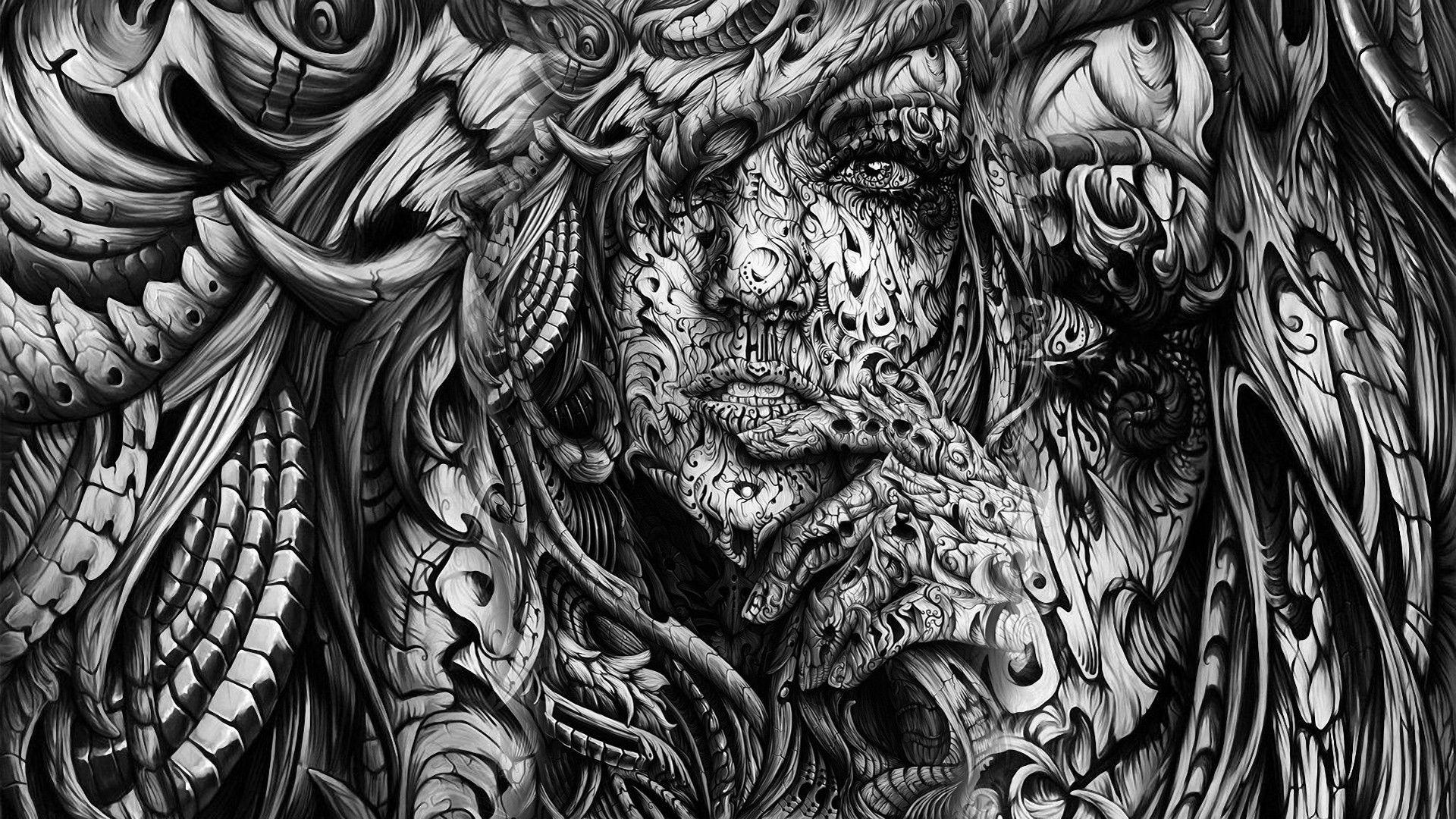 1920x1080 Popular Abstract Art Black and White .