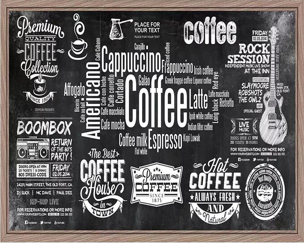 1000x800 Beibehang Custom Wallpaper European Chalkboard Newspaper Cafe Retro Tooling Background Wall Black White Letters Theme Wallpaper From Xiaofuyou $35.18