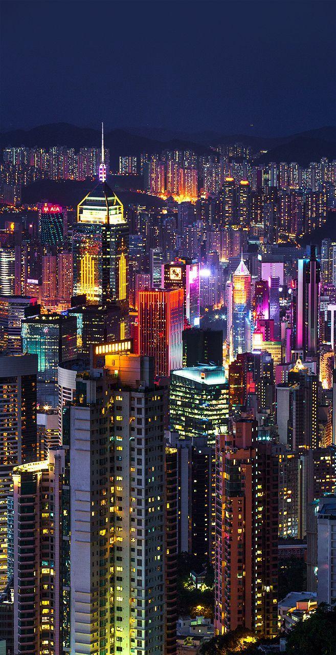 657x1280 Hong Kong Print Hong Kong Skyline Hong Kong. Etsy. City lights wallpaper, City aesthetic, City wallpaper