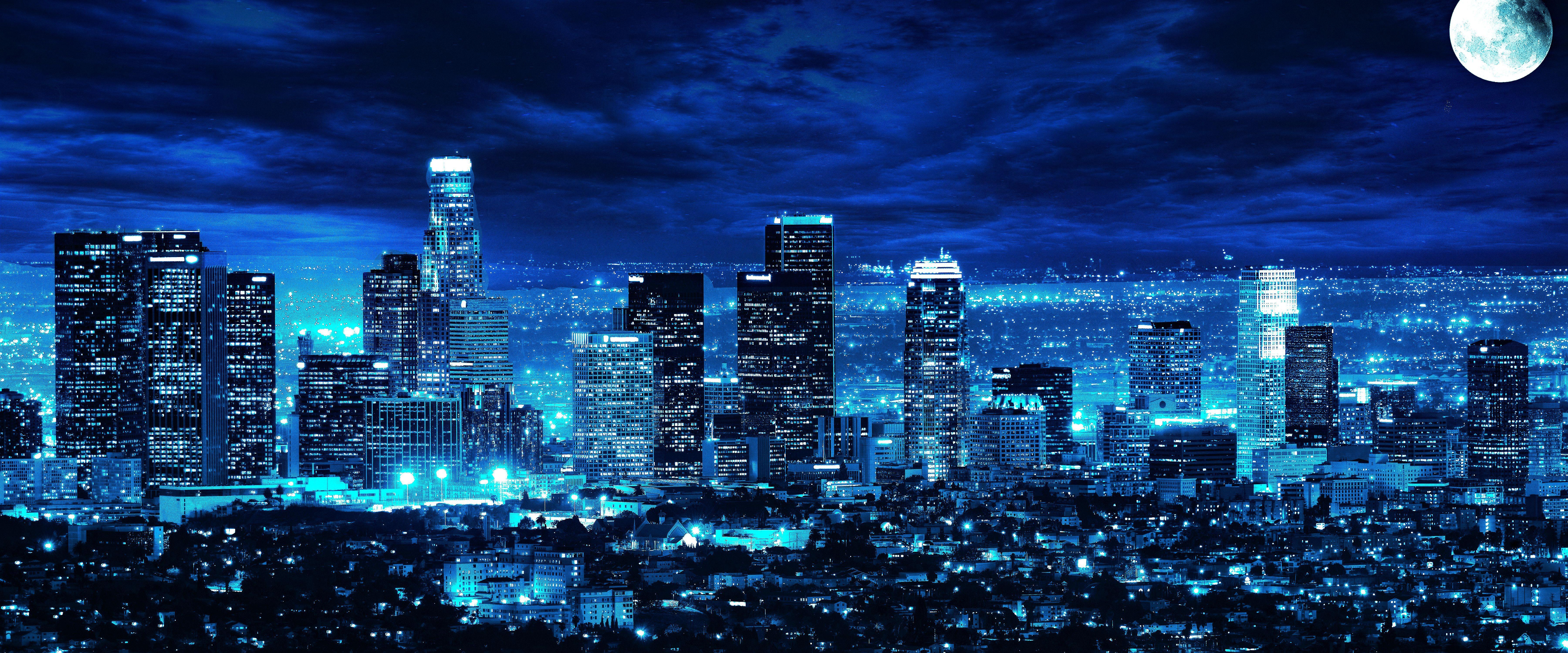 7200x3000 Dallas Skyline At Night Wallpaper