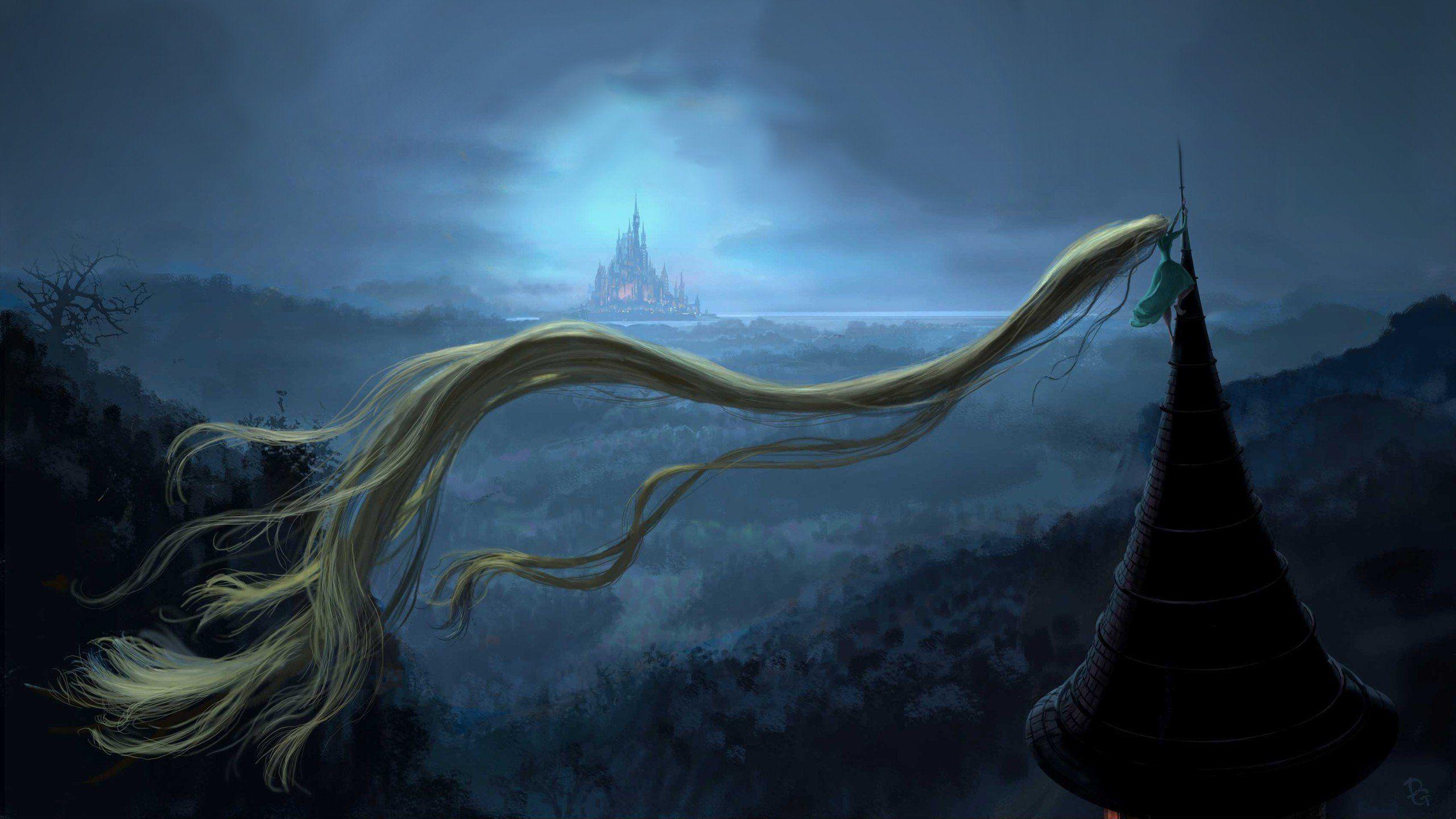 2560x1440 blondes, Castles, Tower, Forests, Long, Hair, Escape, Rapunzel, Fairy, Tales Wallpaper HD / Desktop and Mobile Background