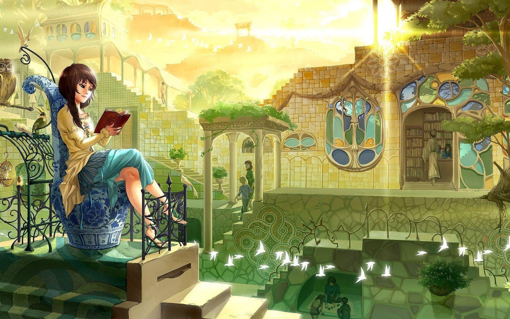 1680x1050 Book Girl Wallpaper .